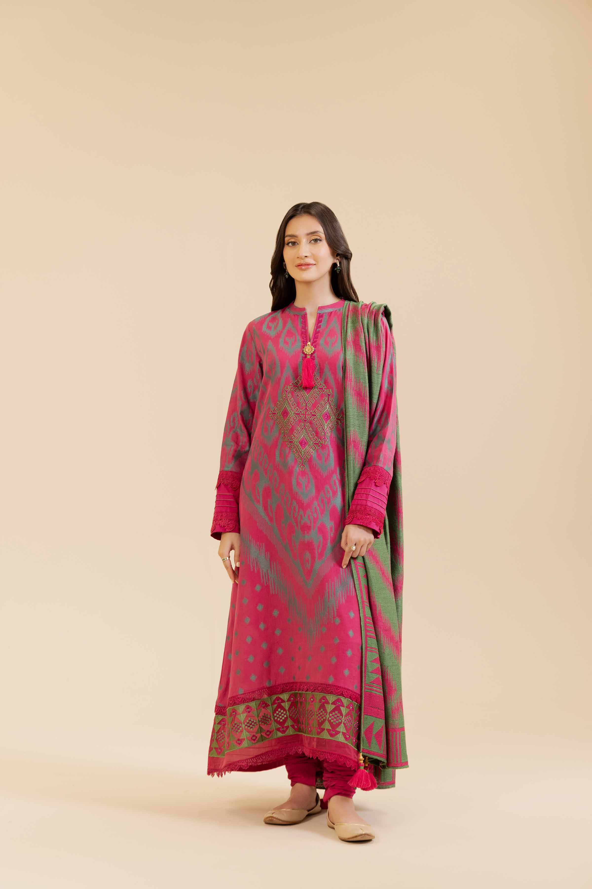 3 Piece - Jacquard Embroidered Suit - 42404362