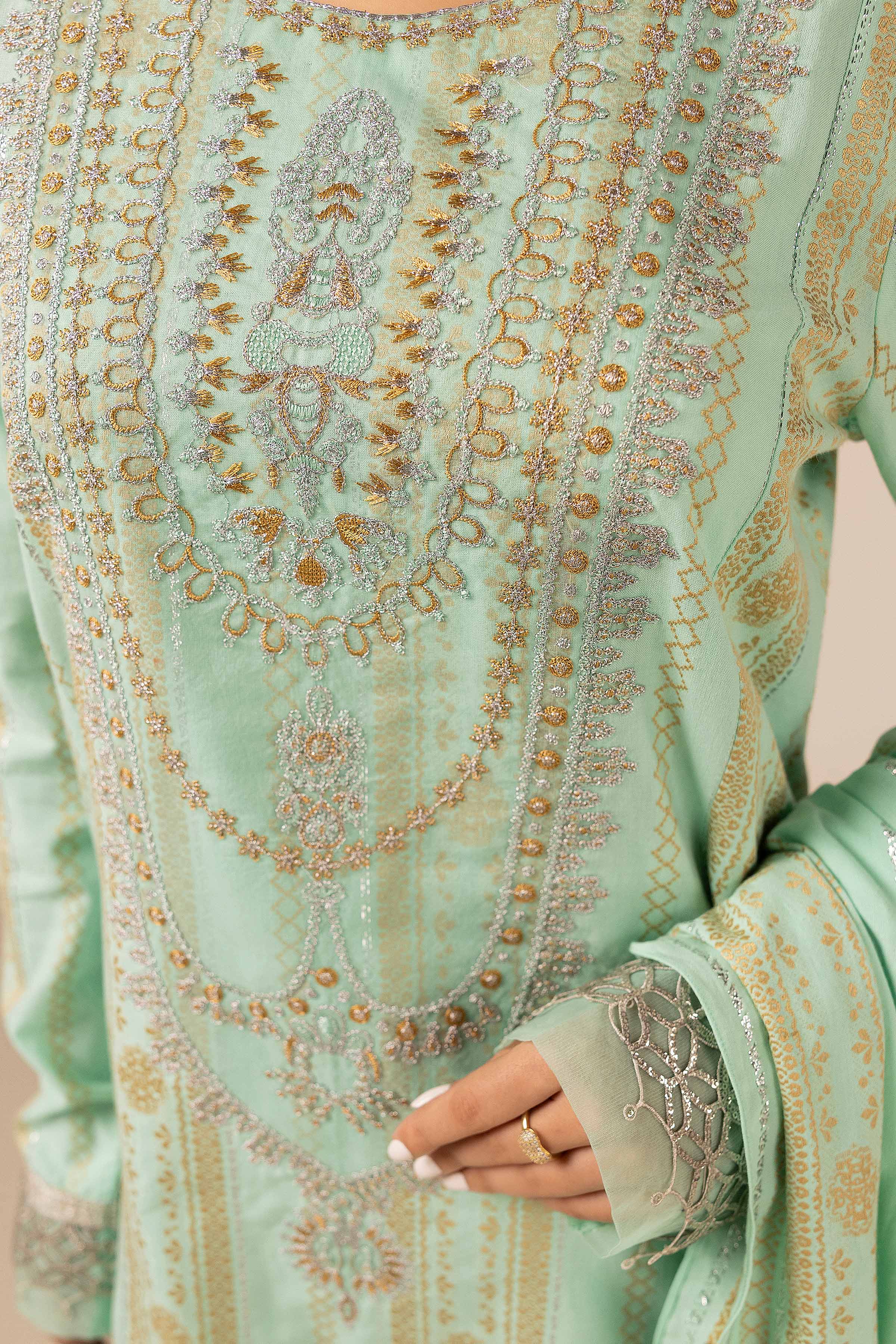 3 Piece - Jacquard Embroidered Suit - 42404375