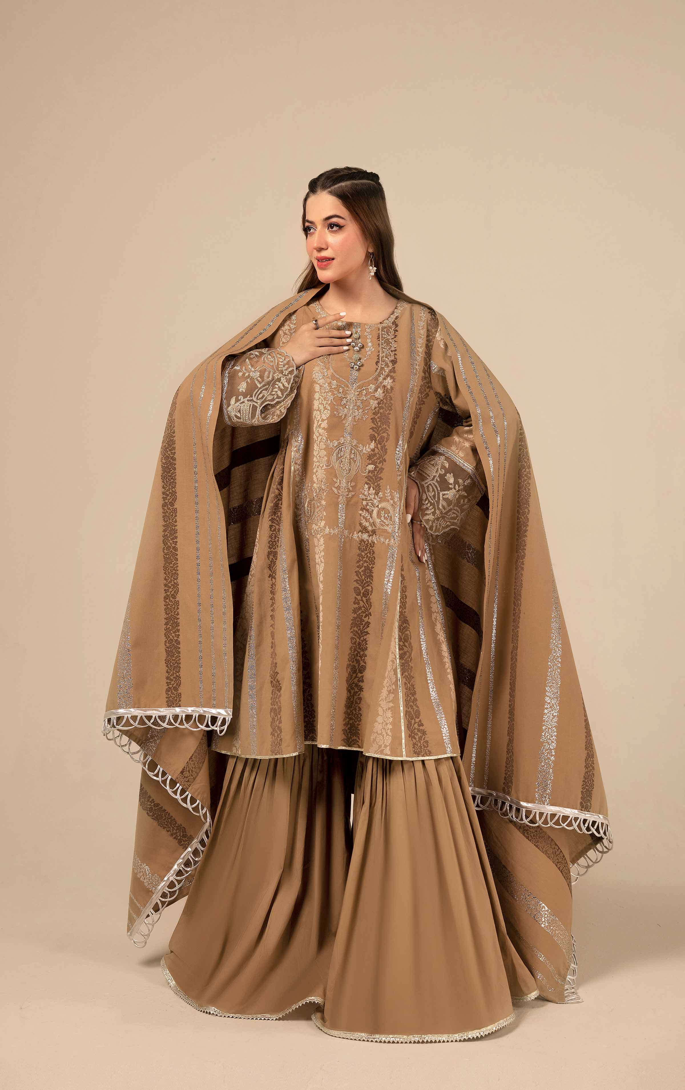 3 Piece - Jacquard Embroidered Suit - 42404376