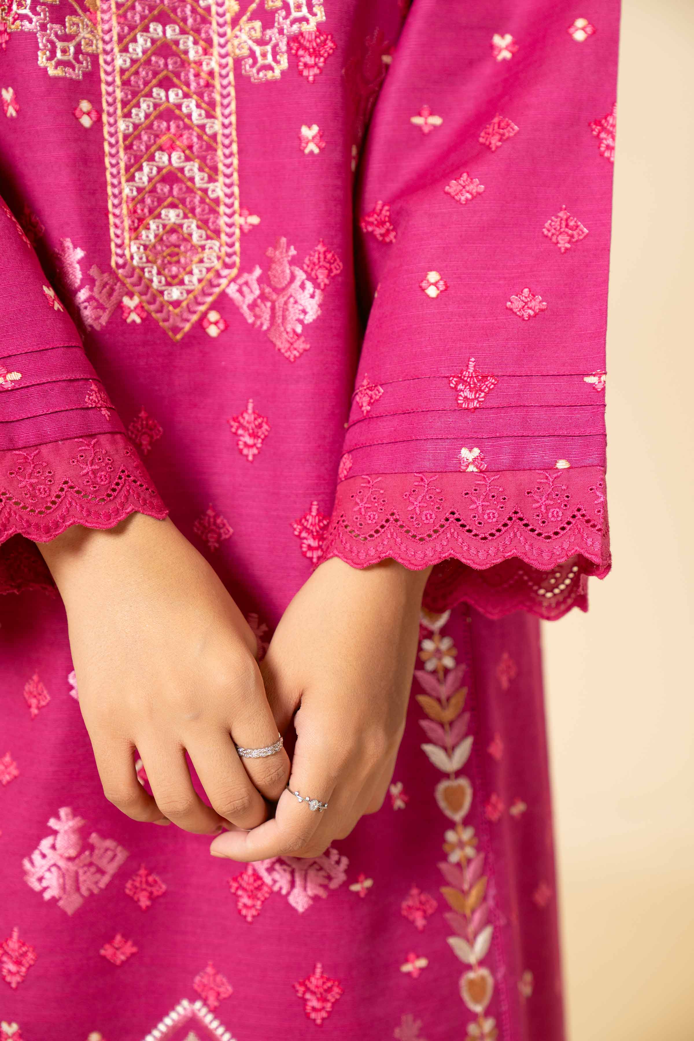 3 Piece - Printed Embroidered Suit - 42404932