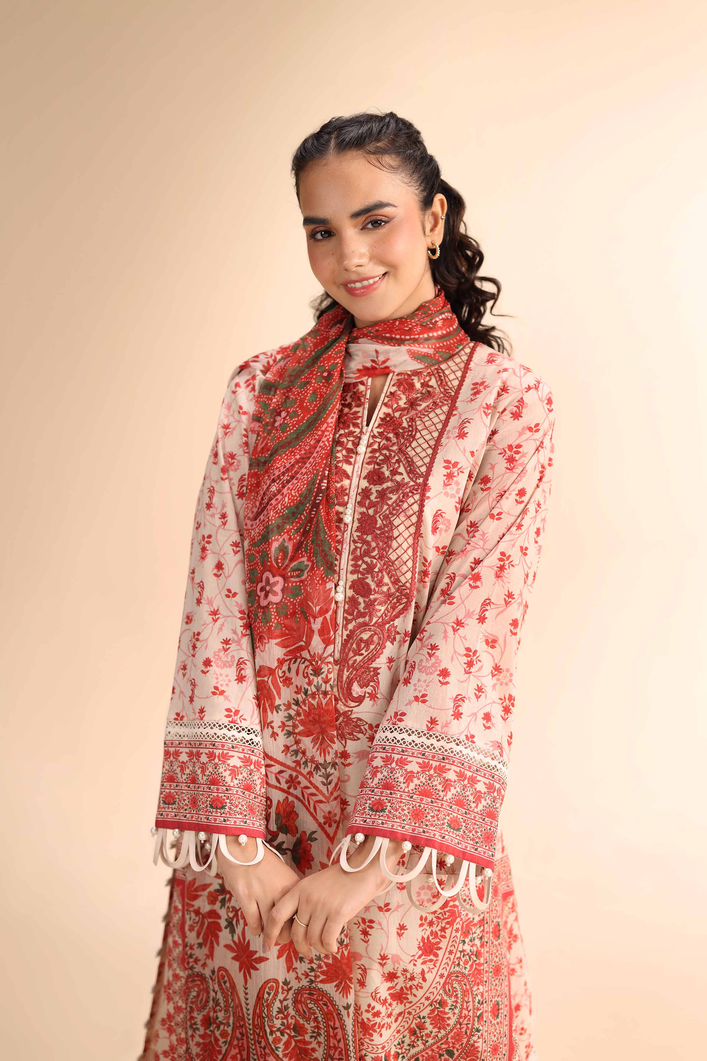 3 Piece - Digital Printed Embroidered Suit - 42501053