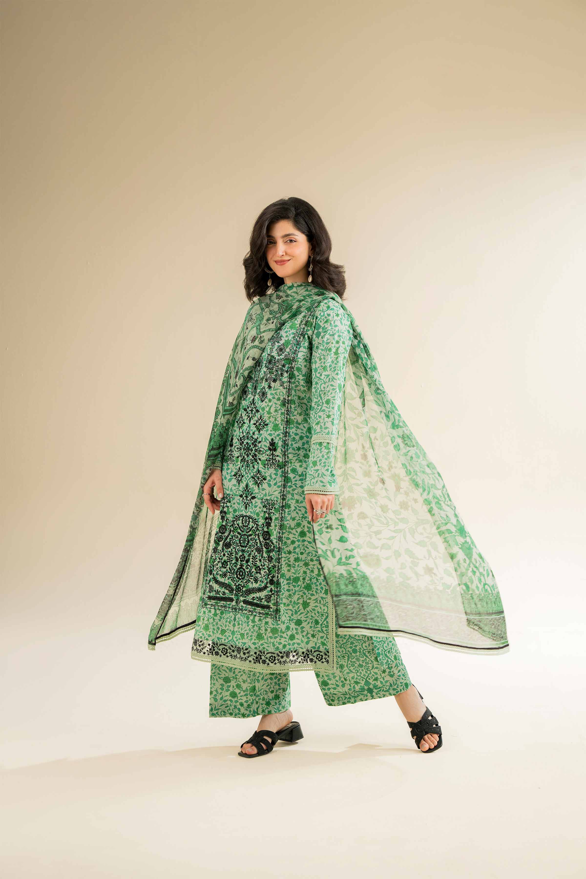 3 Piece - Printed Embroidered Suit - 42501082