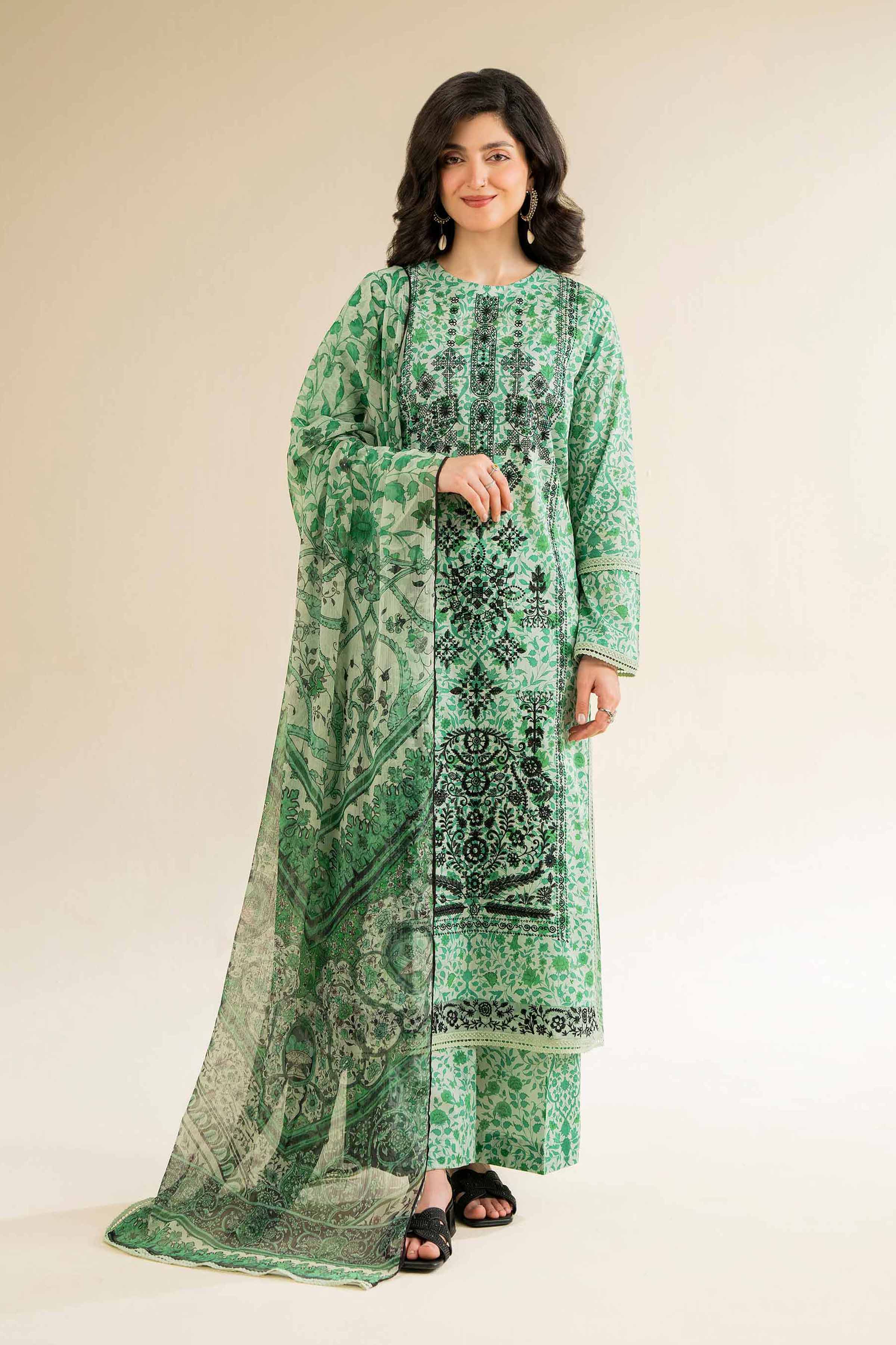 3 Piece - Printed Embroidered Suit - 42501082