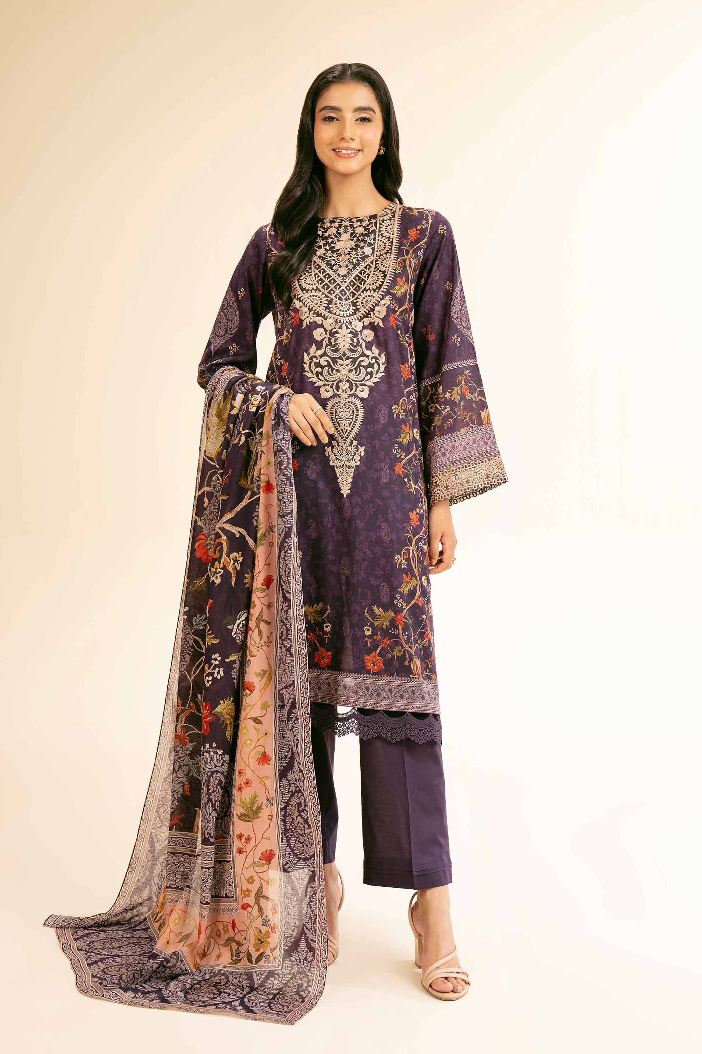 3 Piece - Digital Printed Embroidered Suit - 42501177
