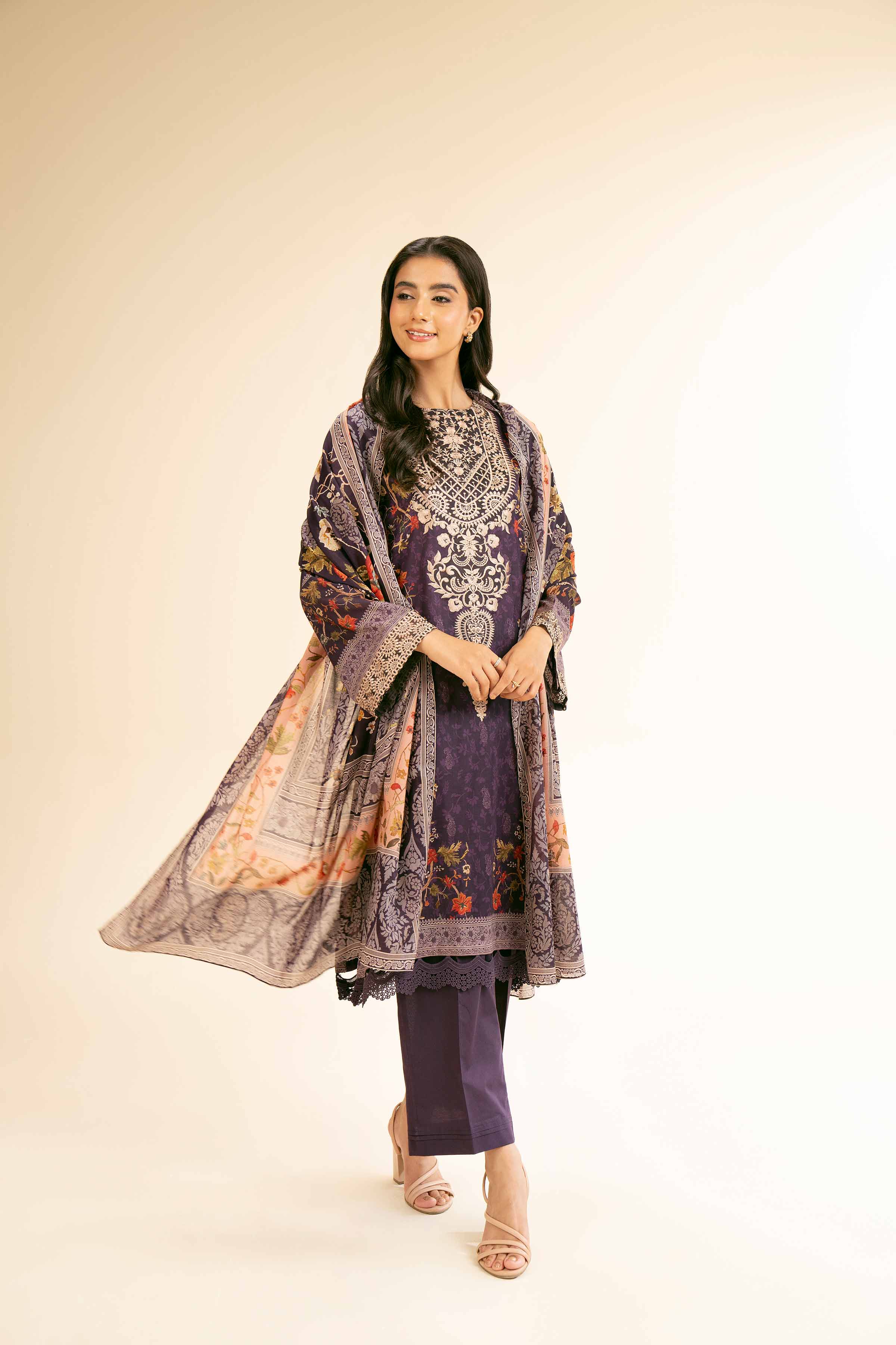 3 Piece - Digital Printed Embroidered Suit - 42501177