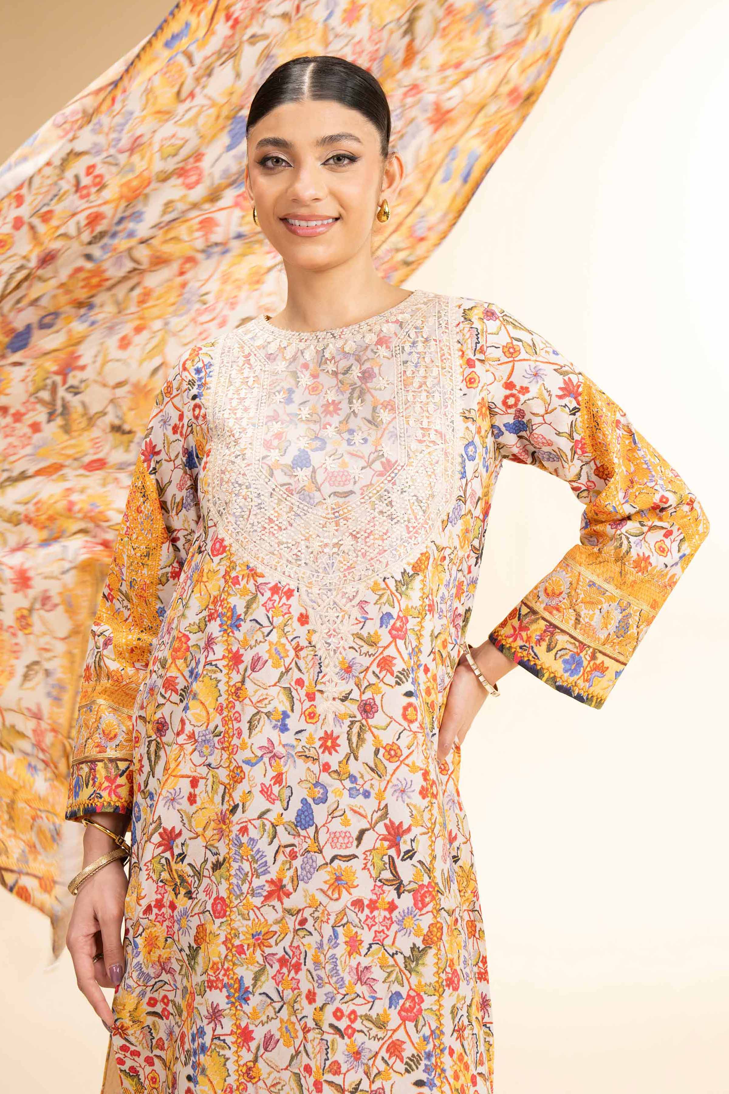 3 Piece - Digital Printed Embroidered Suit - 42501179