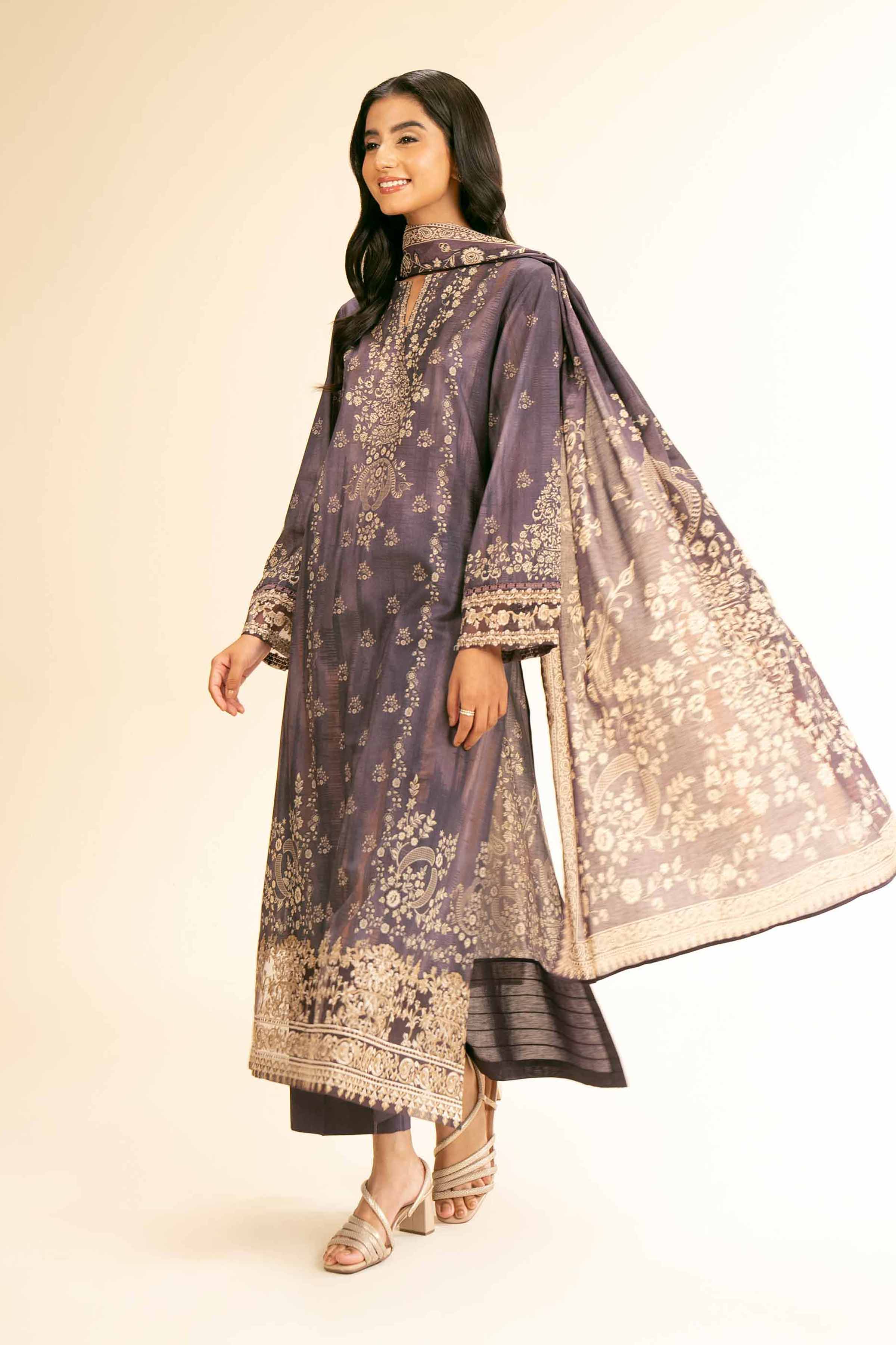 3 Piece - Digital Printed Embroidered Suit - 42501182