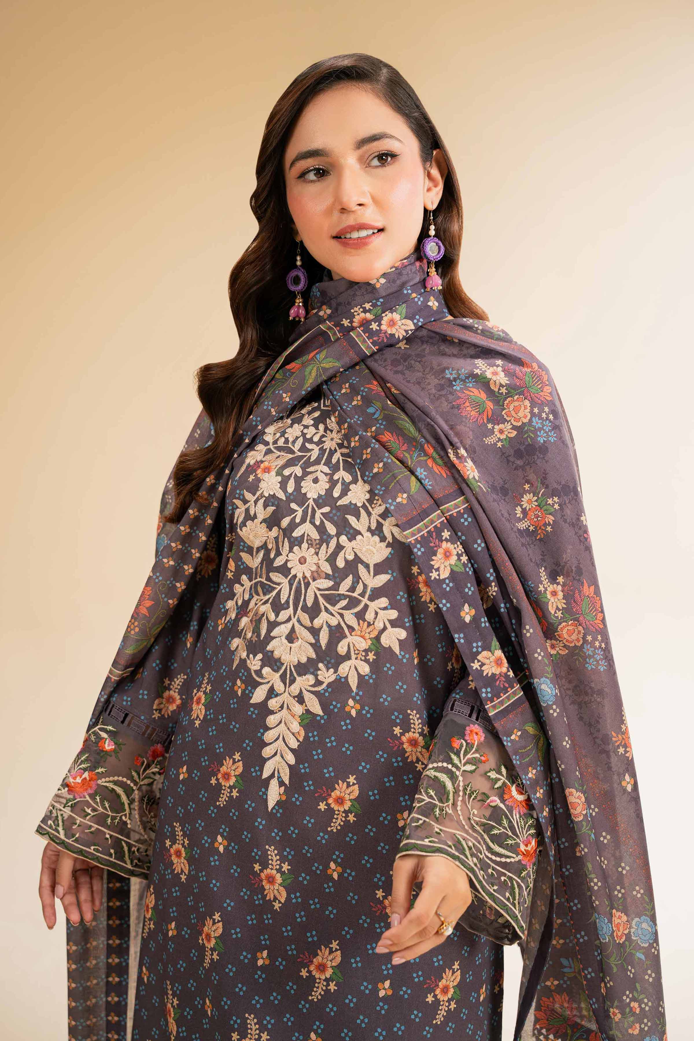 3 Piece - Printed Embroidered Suit - 42501244