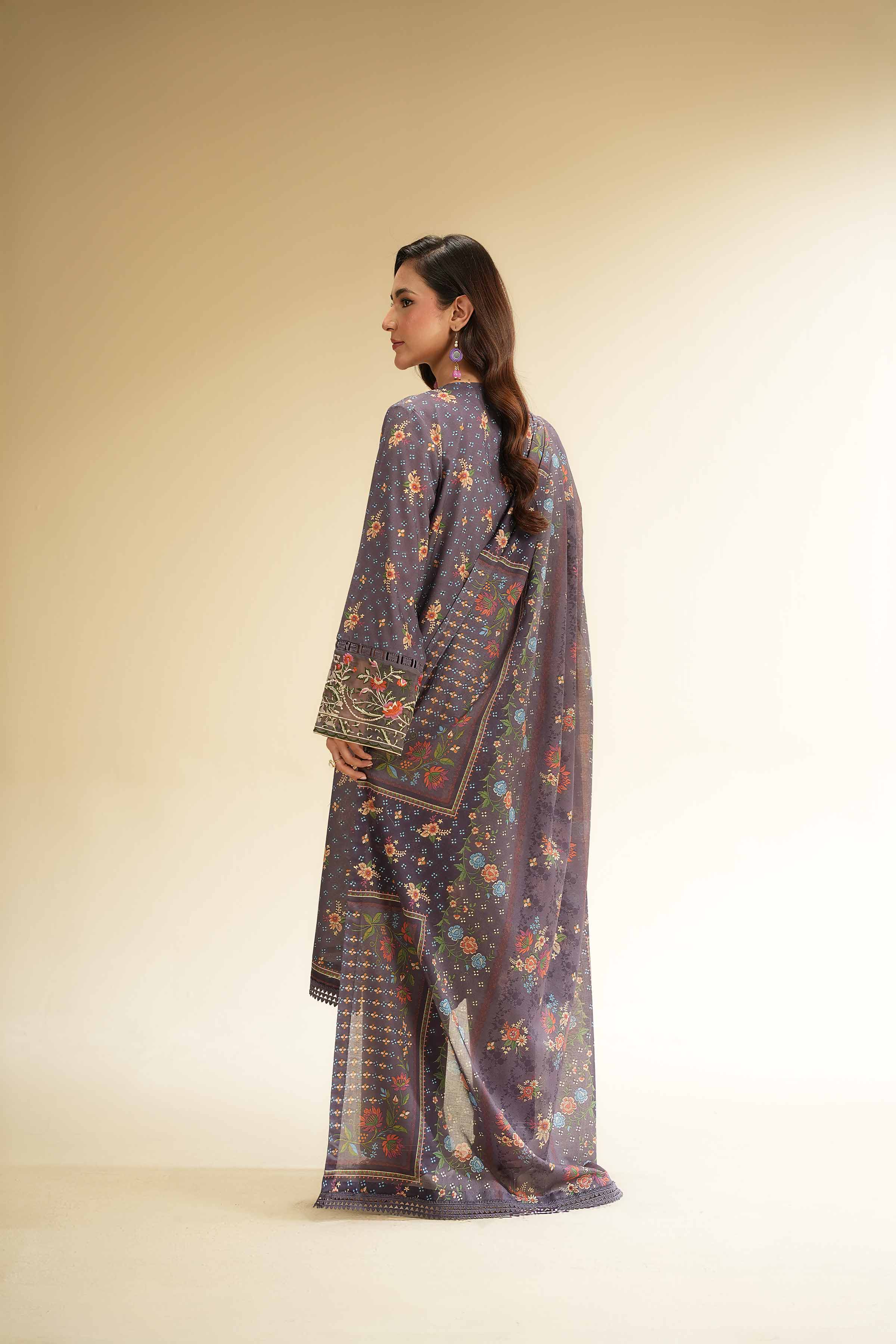 3 Piece - Printed Embroidered Suit - 42501244