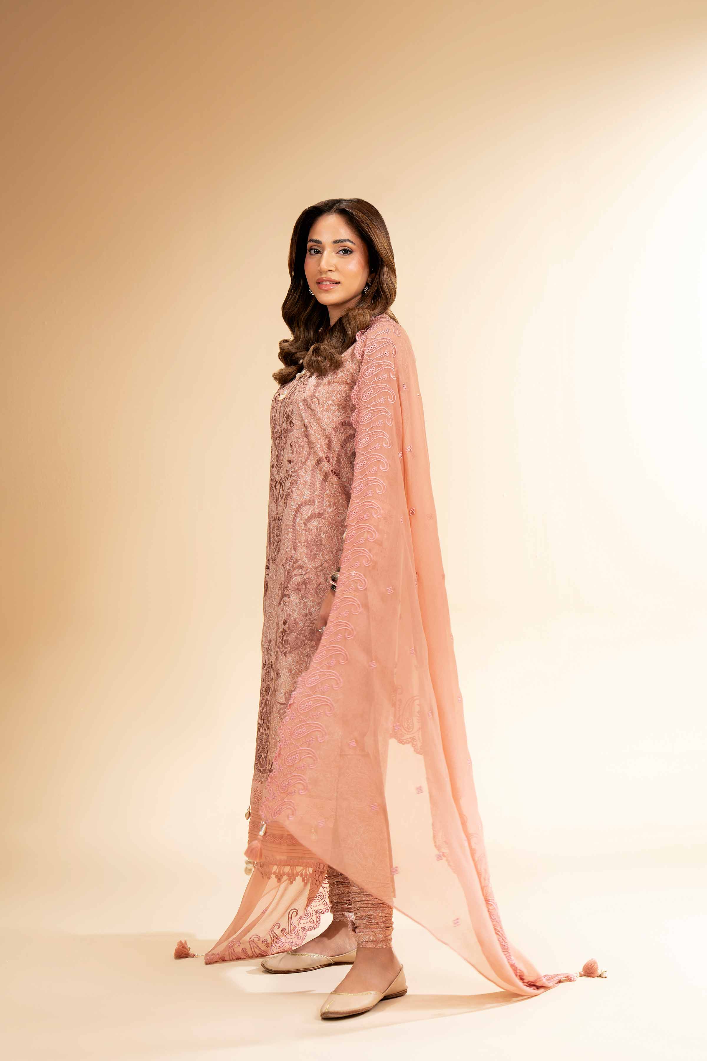 3 Piece - Printed Embroidered Suit - 42501281