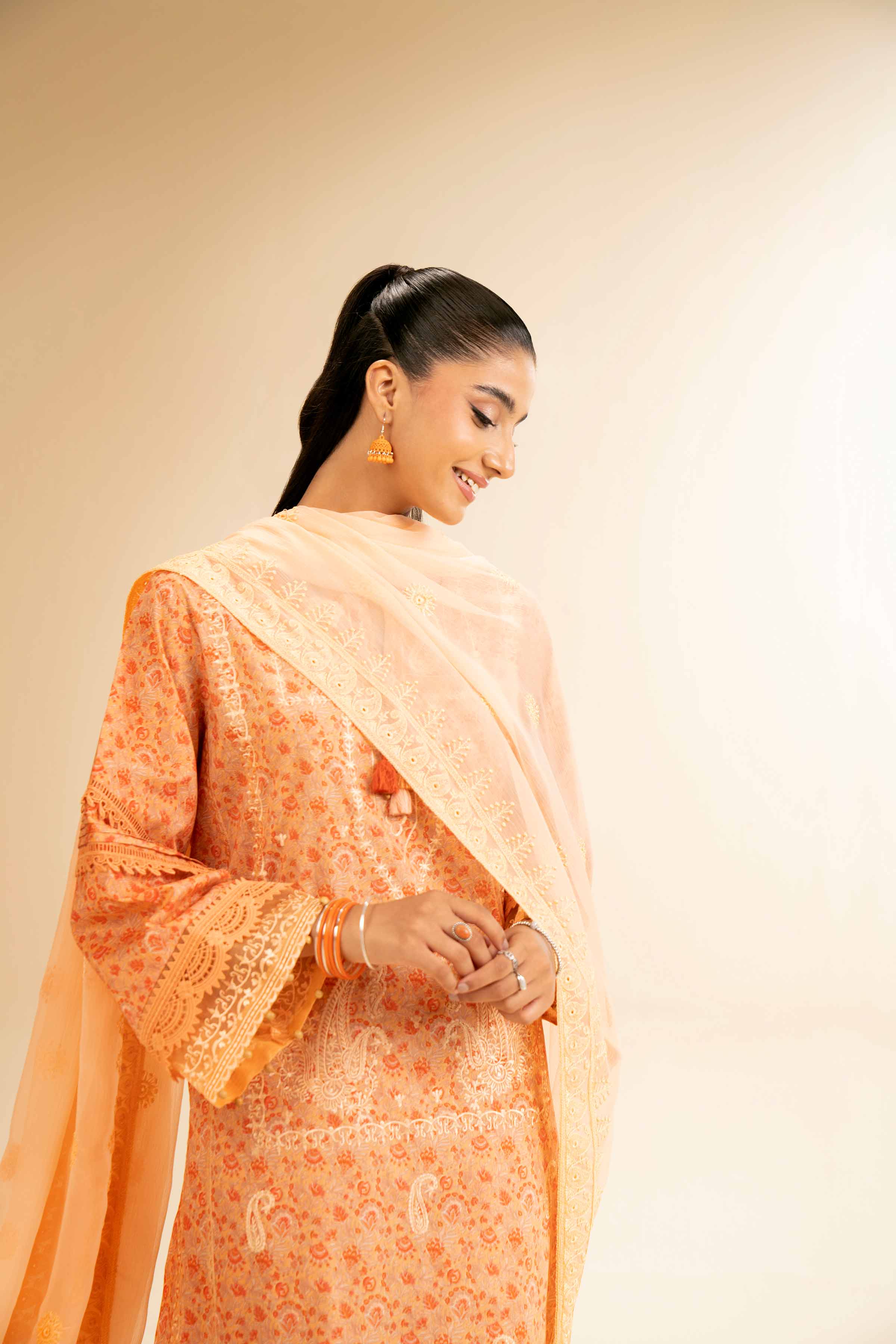 3 Piece - Printed Embroidered Suit - 42501284