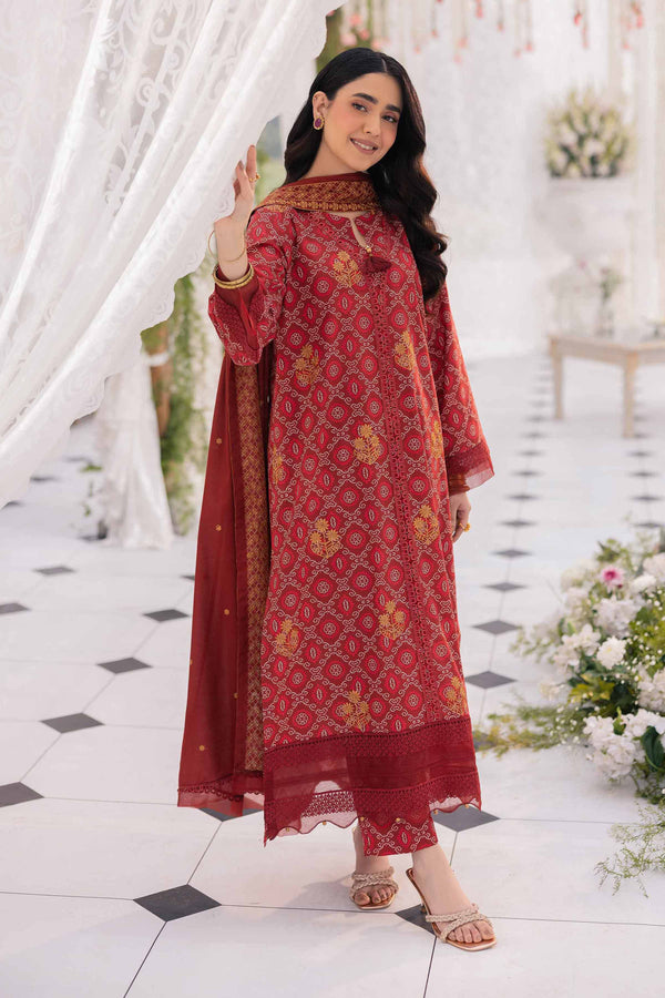 3 Piece - Printed Embroidered Suit - 42501363