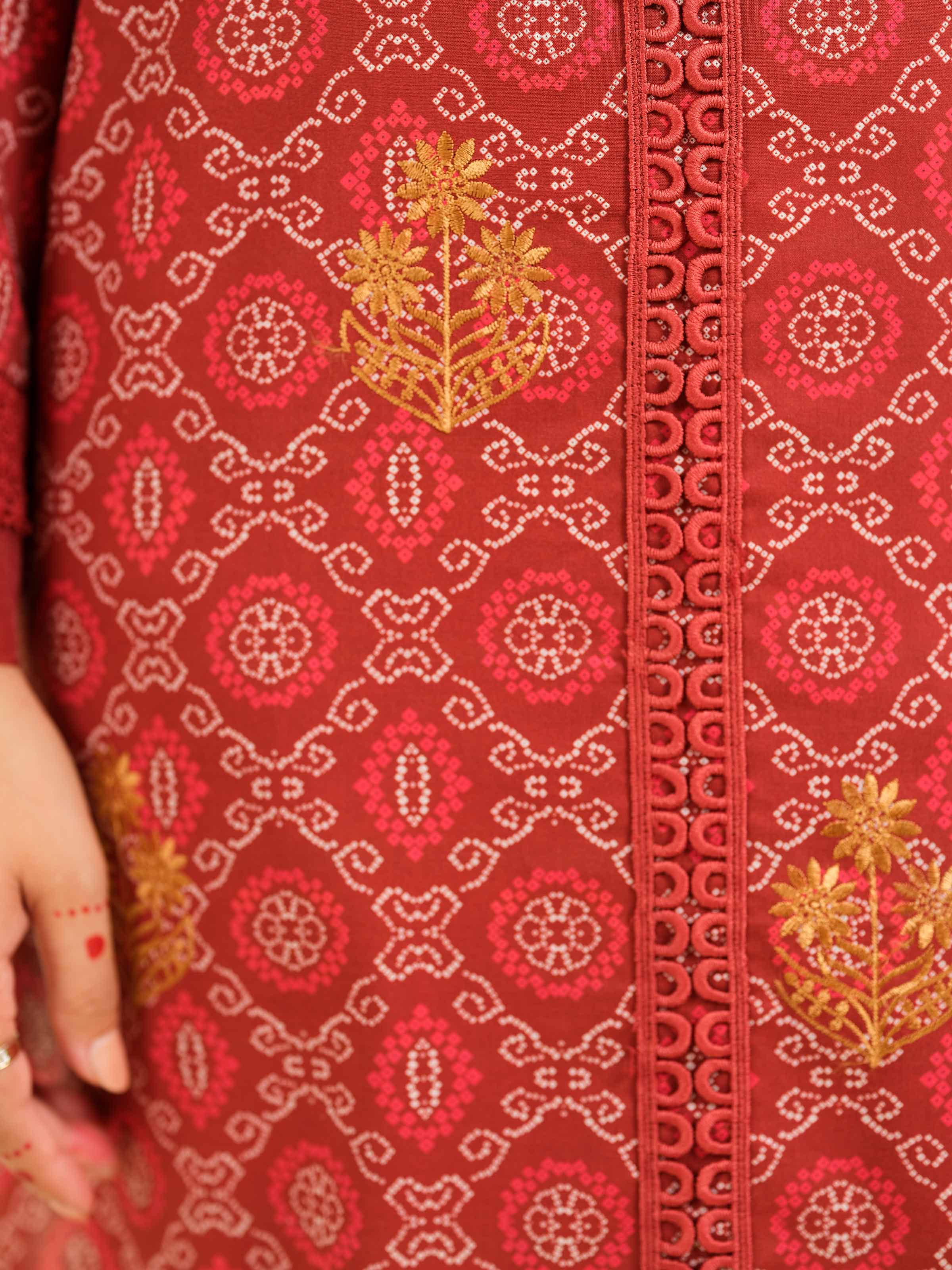 3 Piece - Printed Embroidered Suit - 42501363