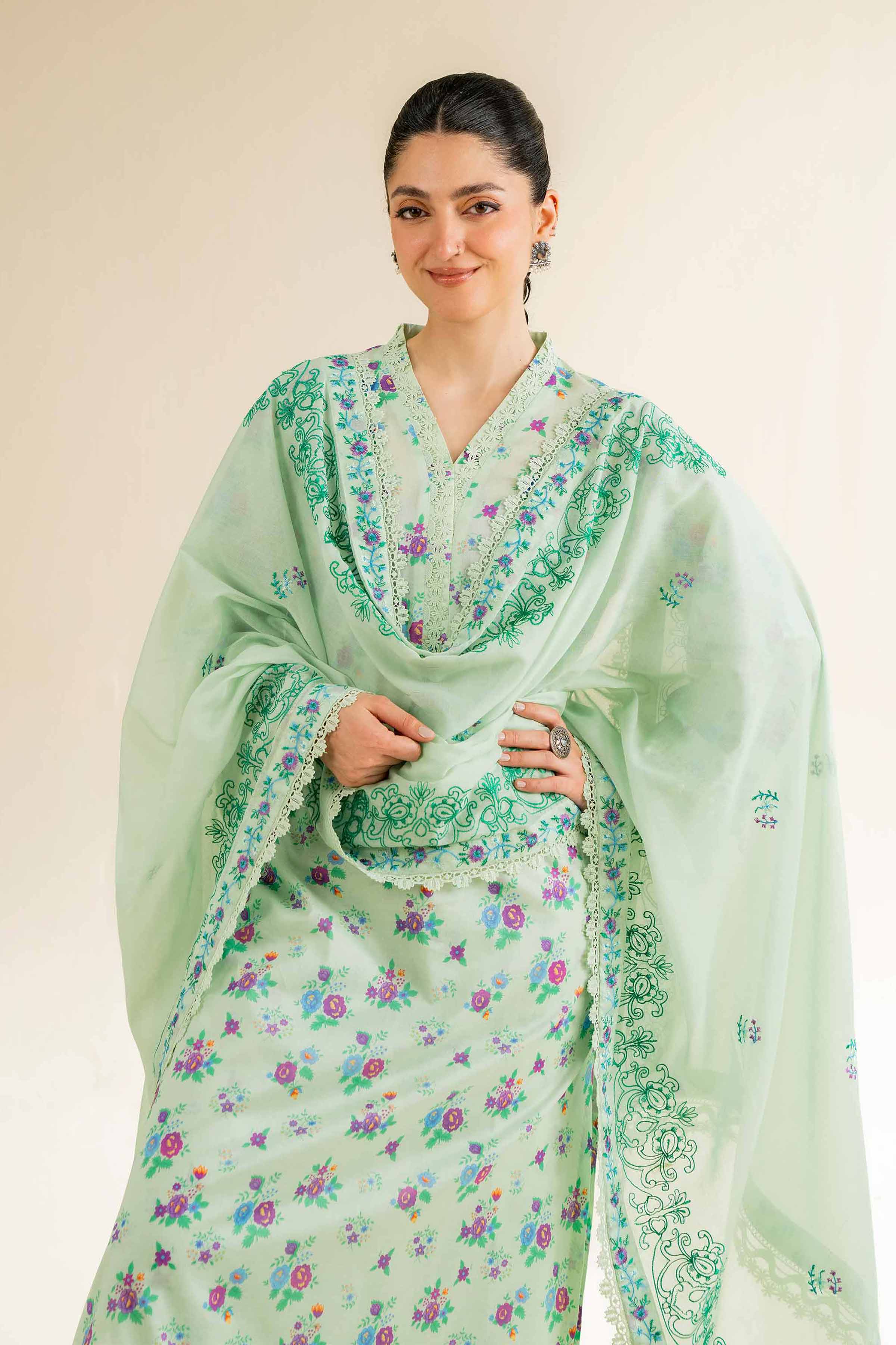 3 Piece - Printed Embroidered Suit - 42501498
