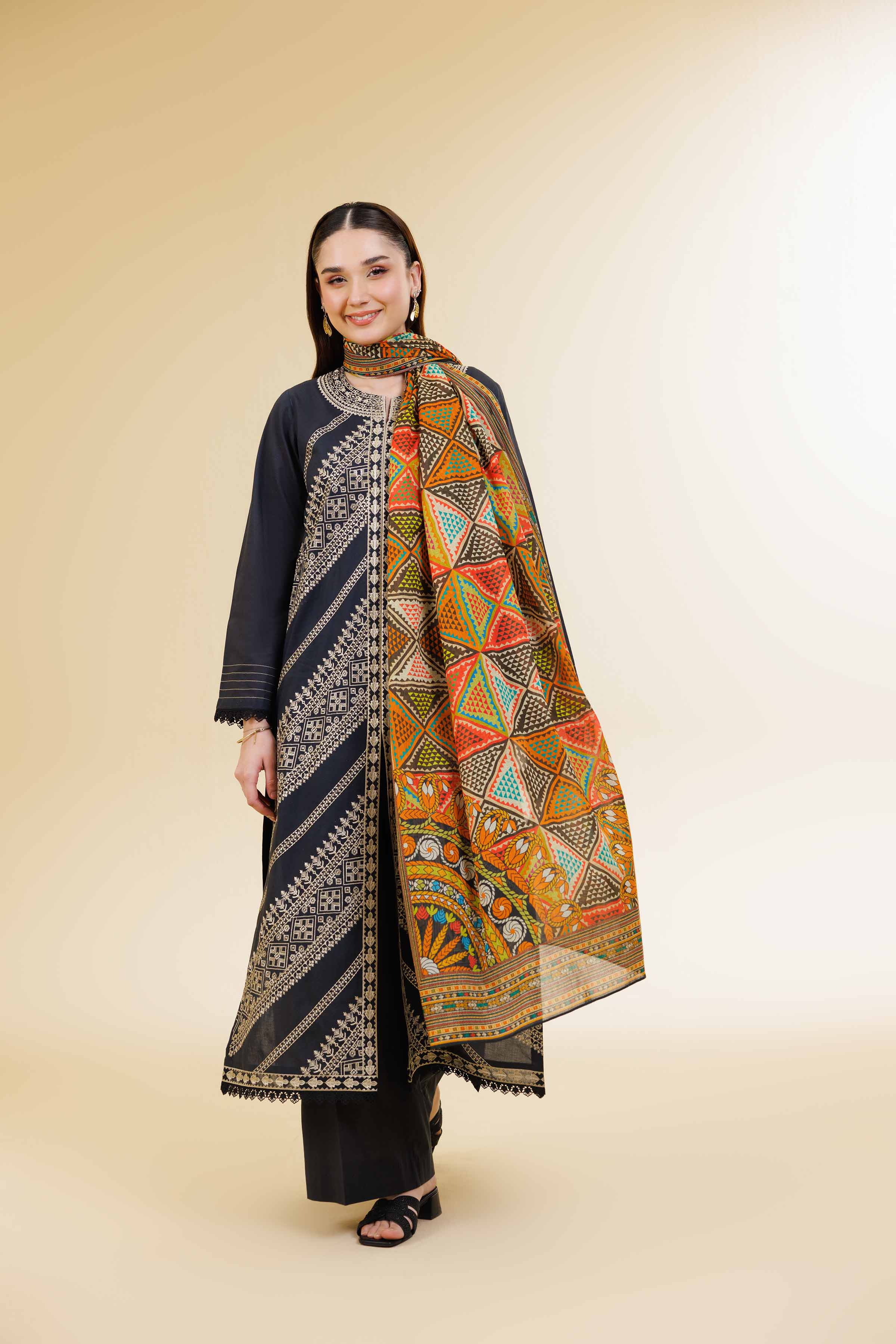 3 Piece - Digital Printed Embroidered Suit - 42501579