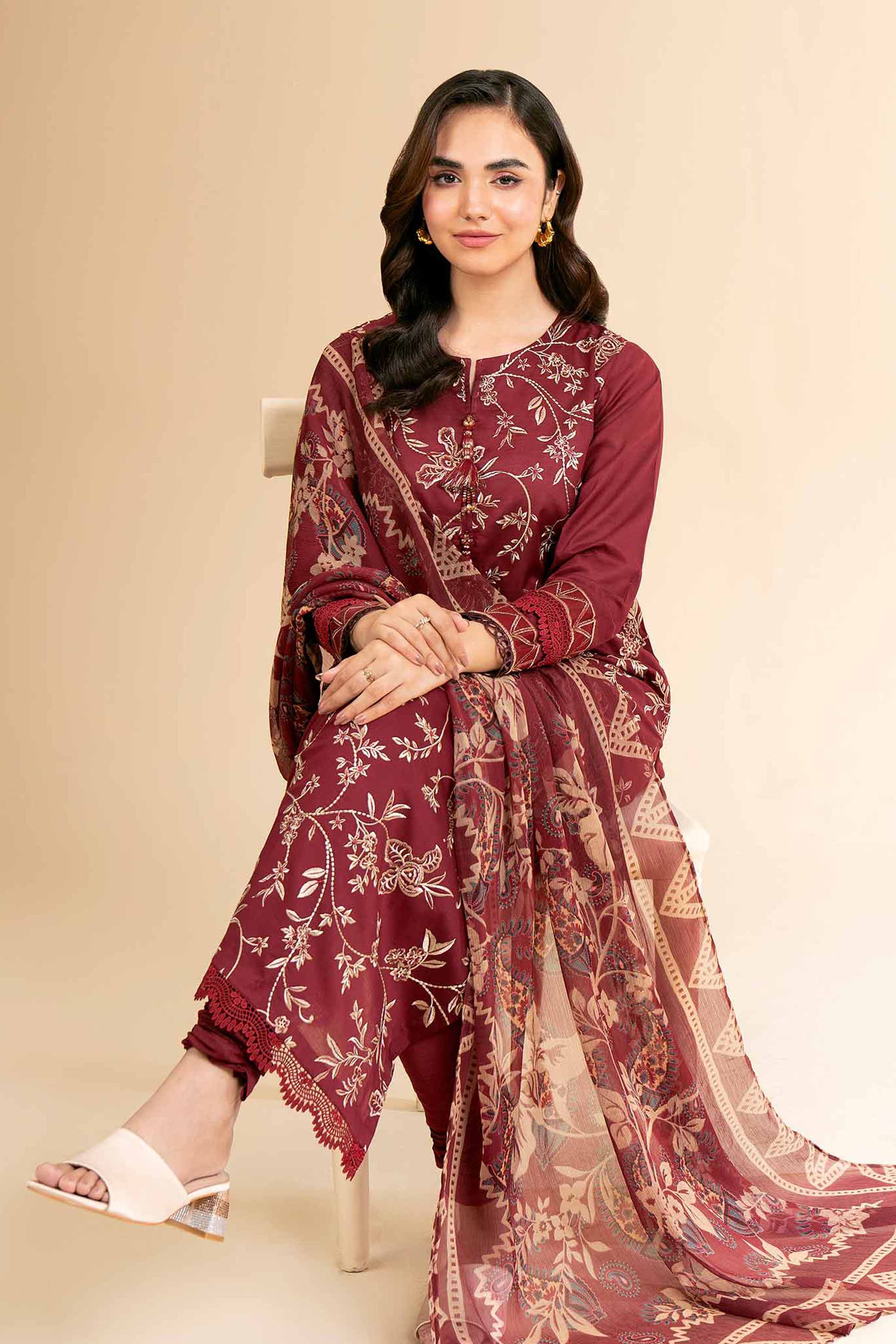 3 Piece - Digital Printed Embroidered Suit - 42501612