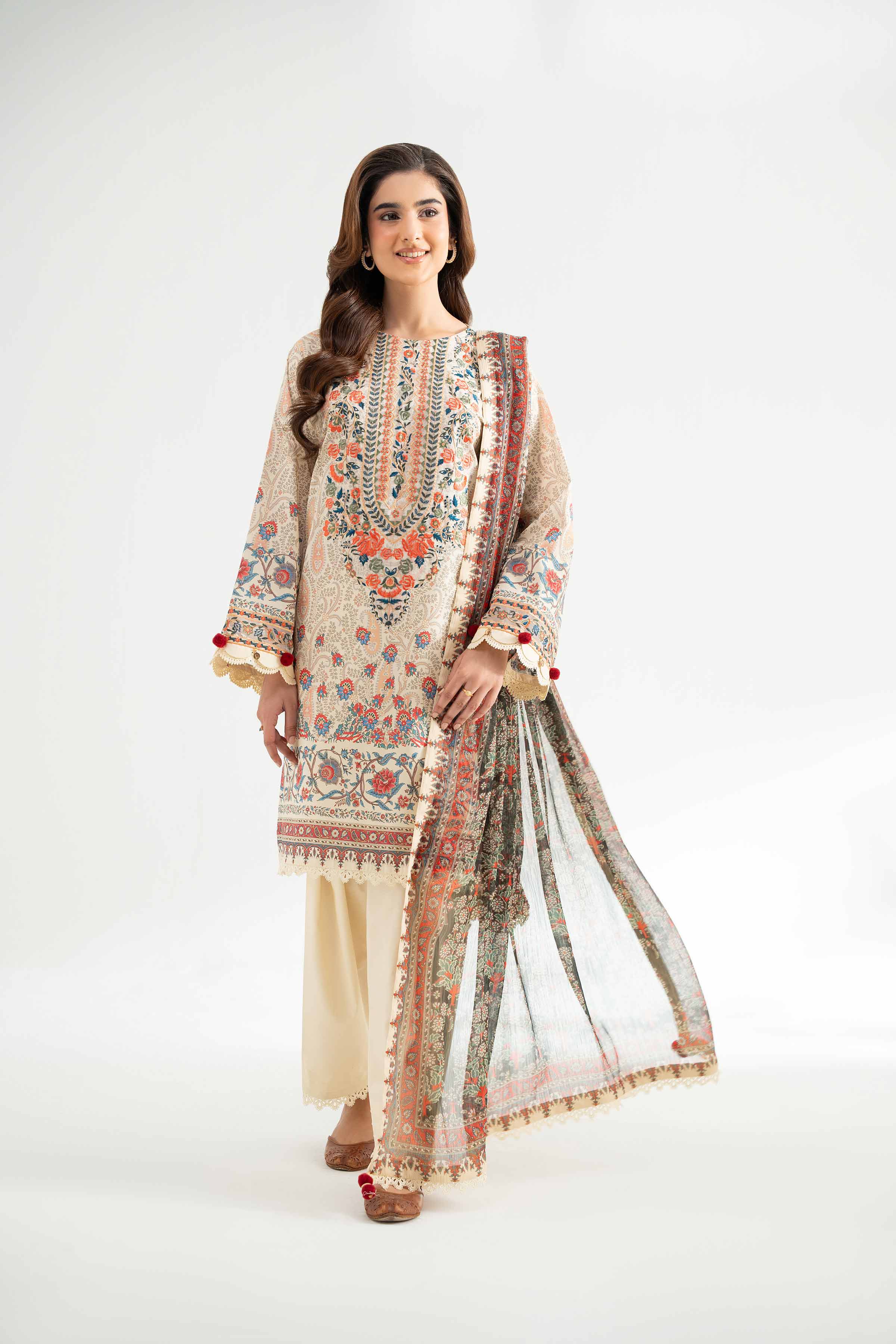3 Piece - Digital Printed Embroidered Suit - 42501645