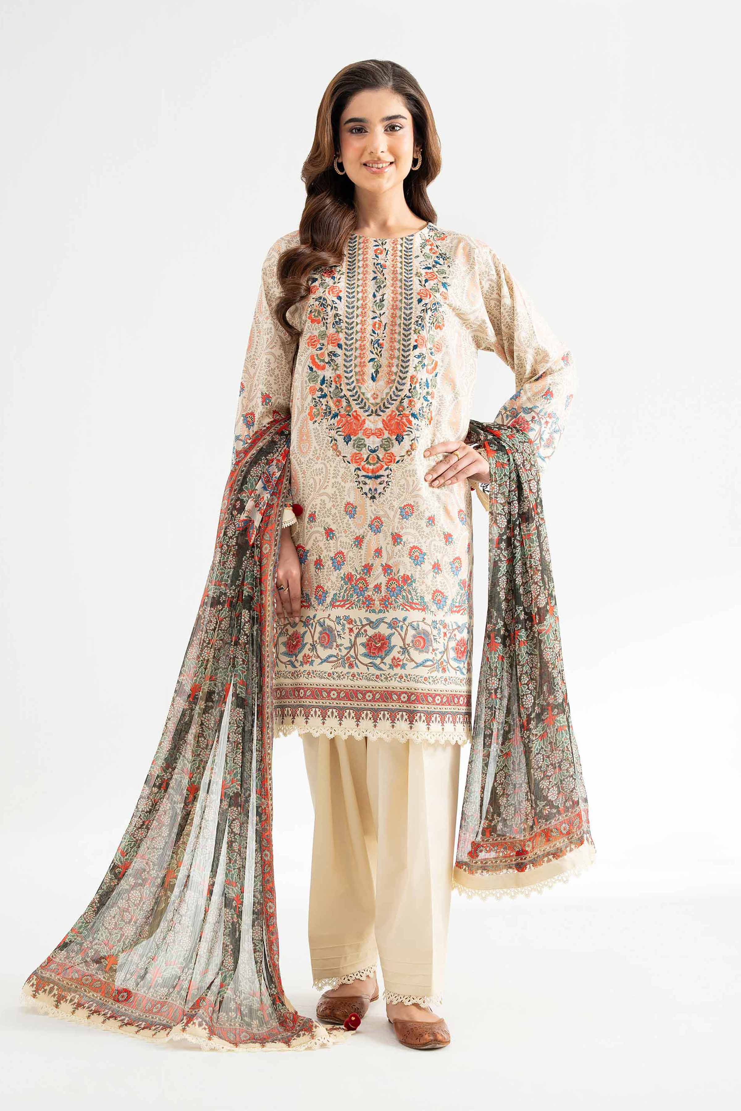 3 Piece - Digital Printed Embroidered Suit - 42501645