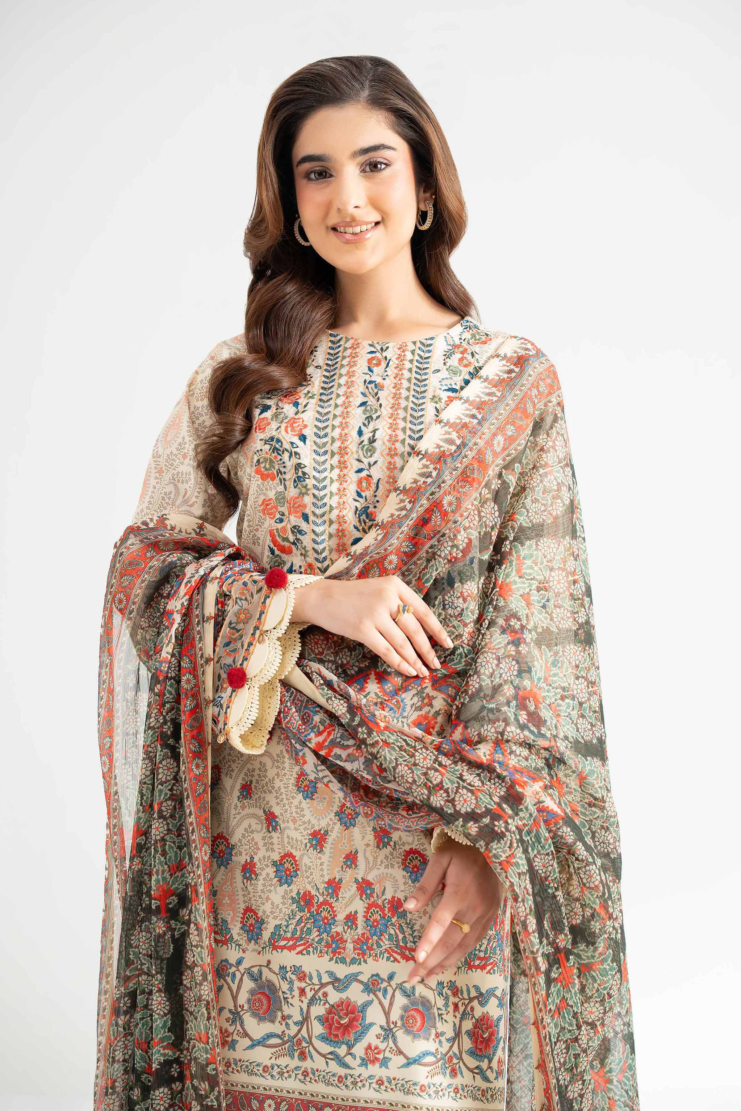 3 Piece - Digital Printed Embroidered Suit - 42501645