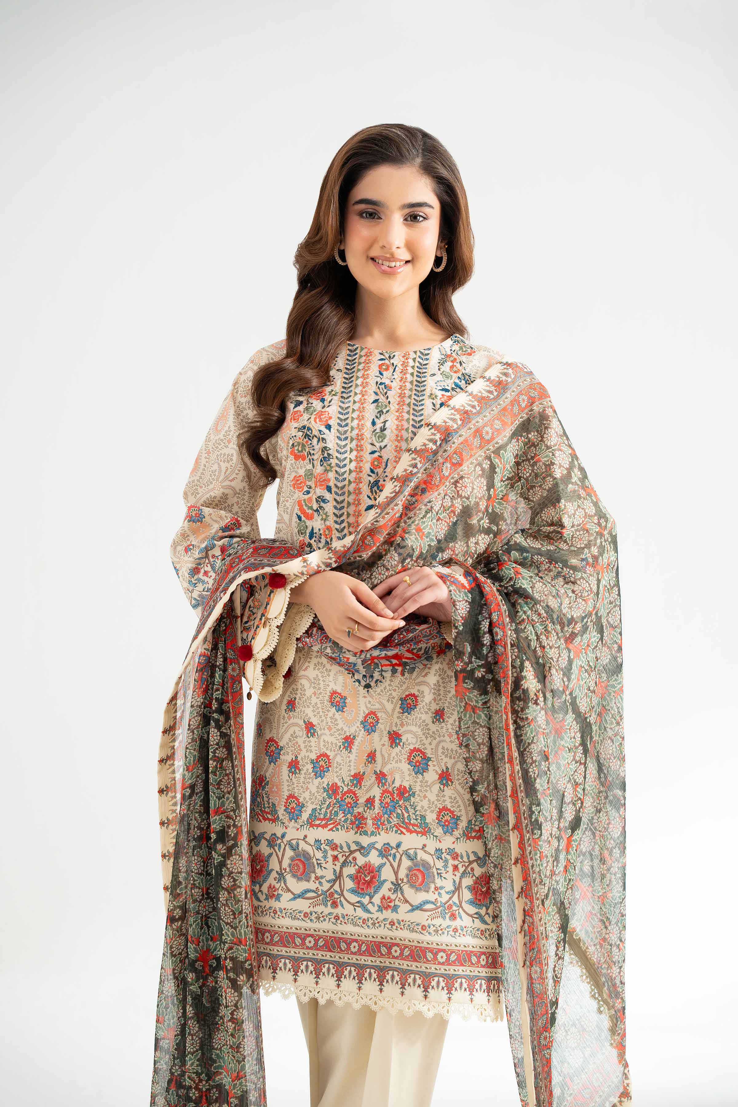 3 Piece - Digital Printed Embroidered Suit - 42501645