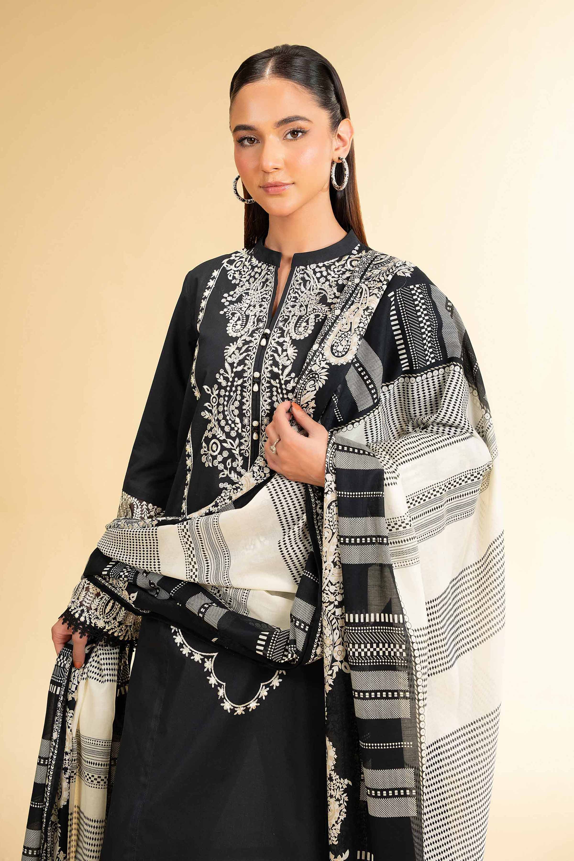 3 Piece - Printed Embroidered Suit - 42501657