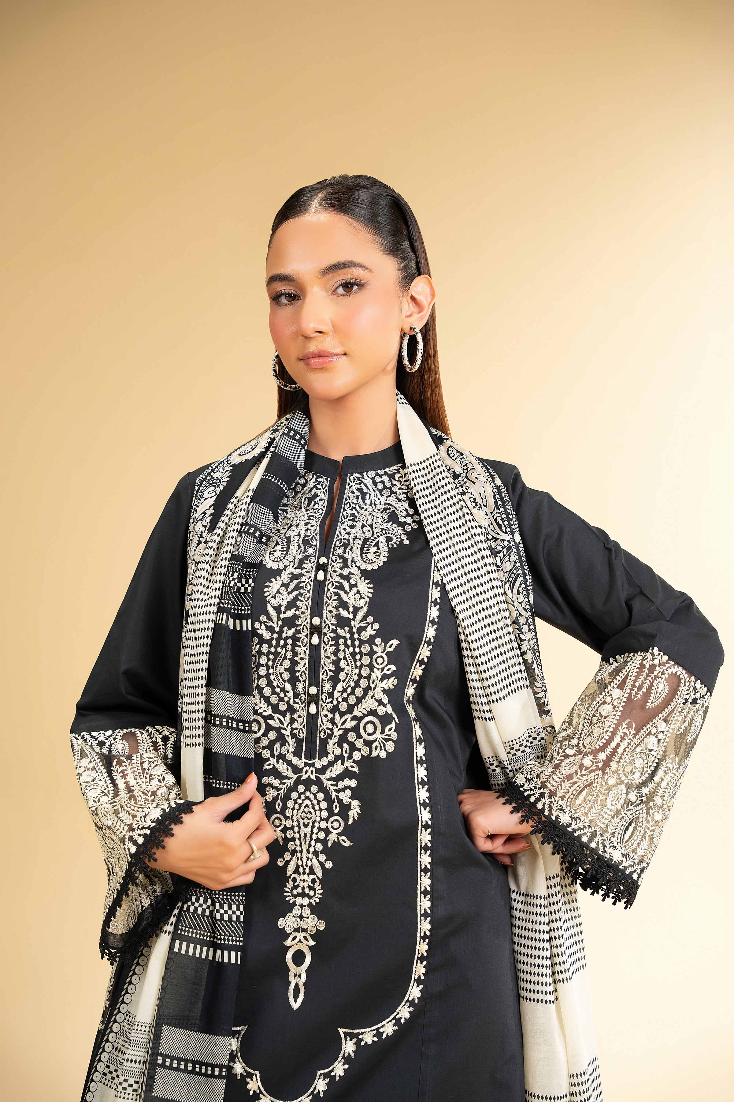 3 Piece - Printed Embroidered Suit - 42501657