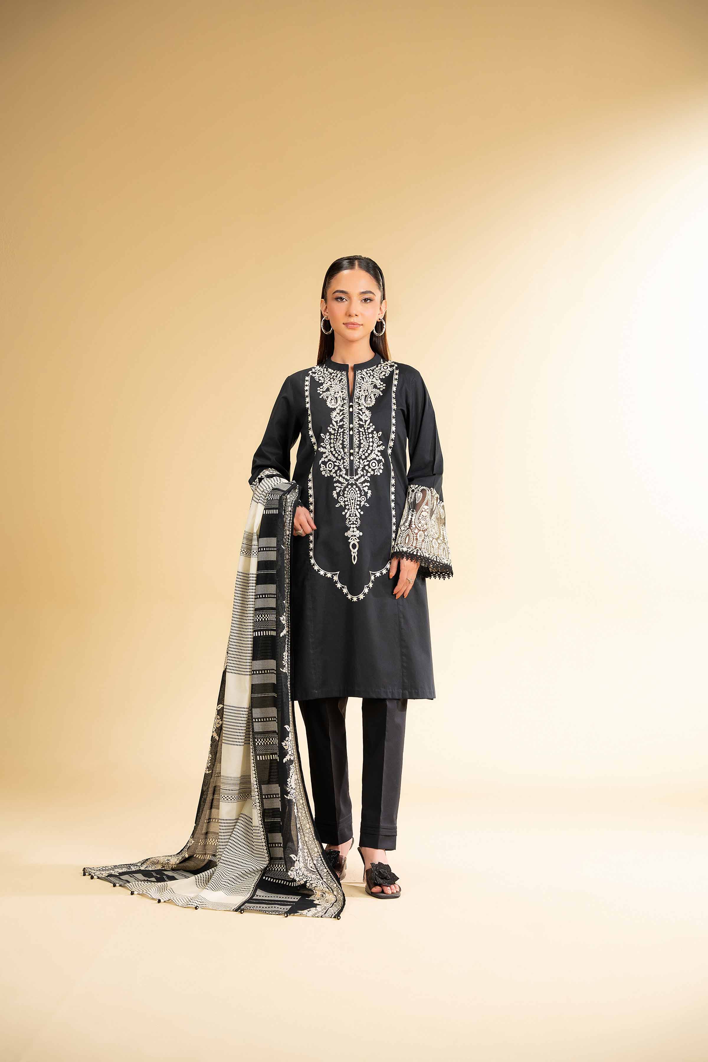 3 Piece - Printed Embroidered Suit - 42501657