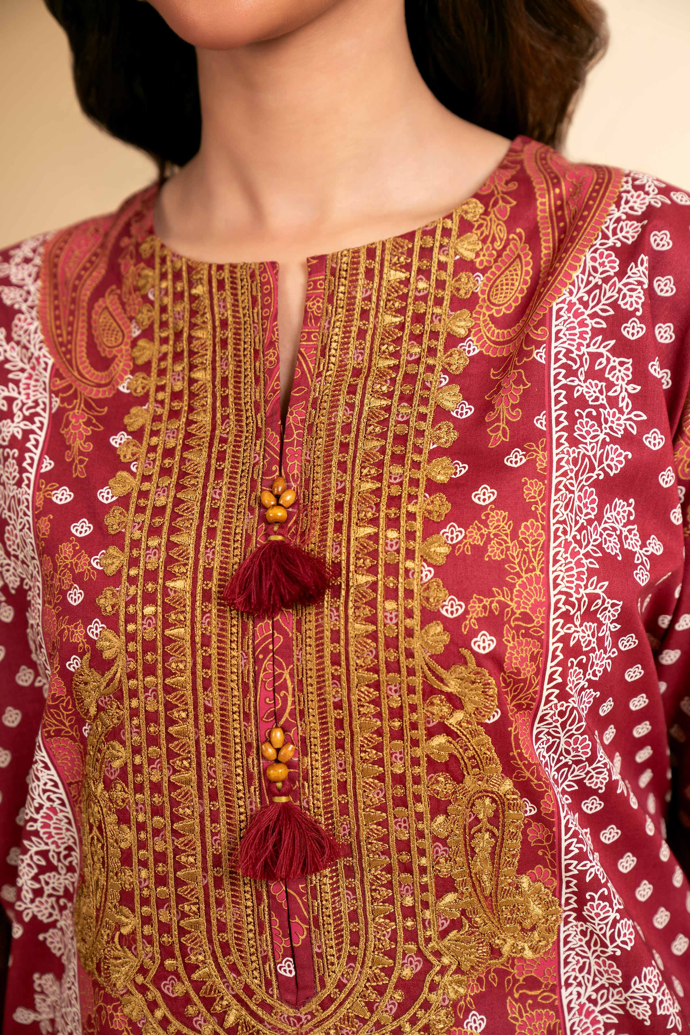 3 Piece - Flatbed Paste Embroidered Suit - 42501663