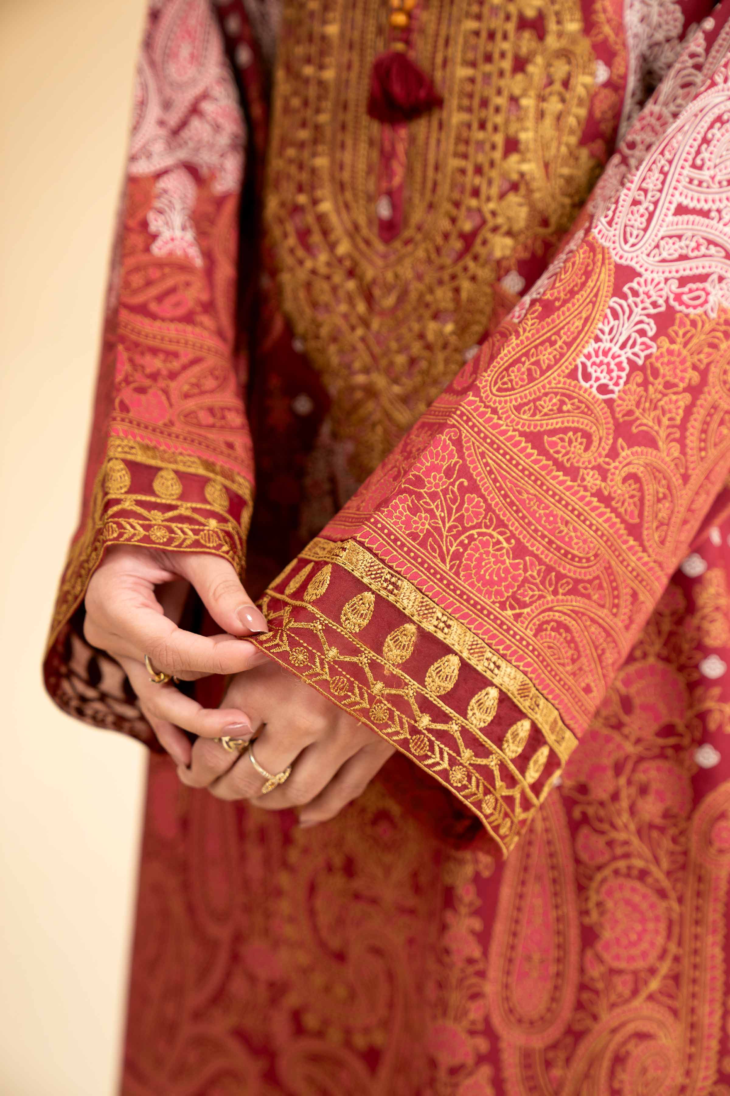 3 Piece - Flatbed Paste Embroidered Suit - 42501663