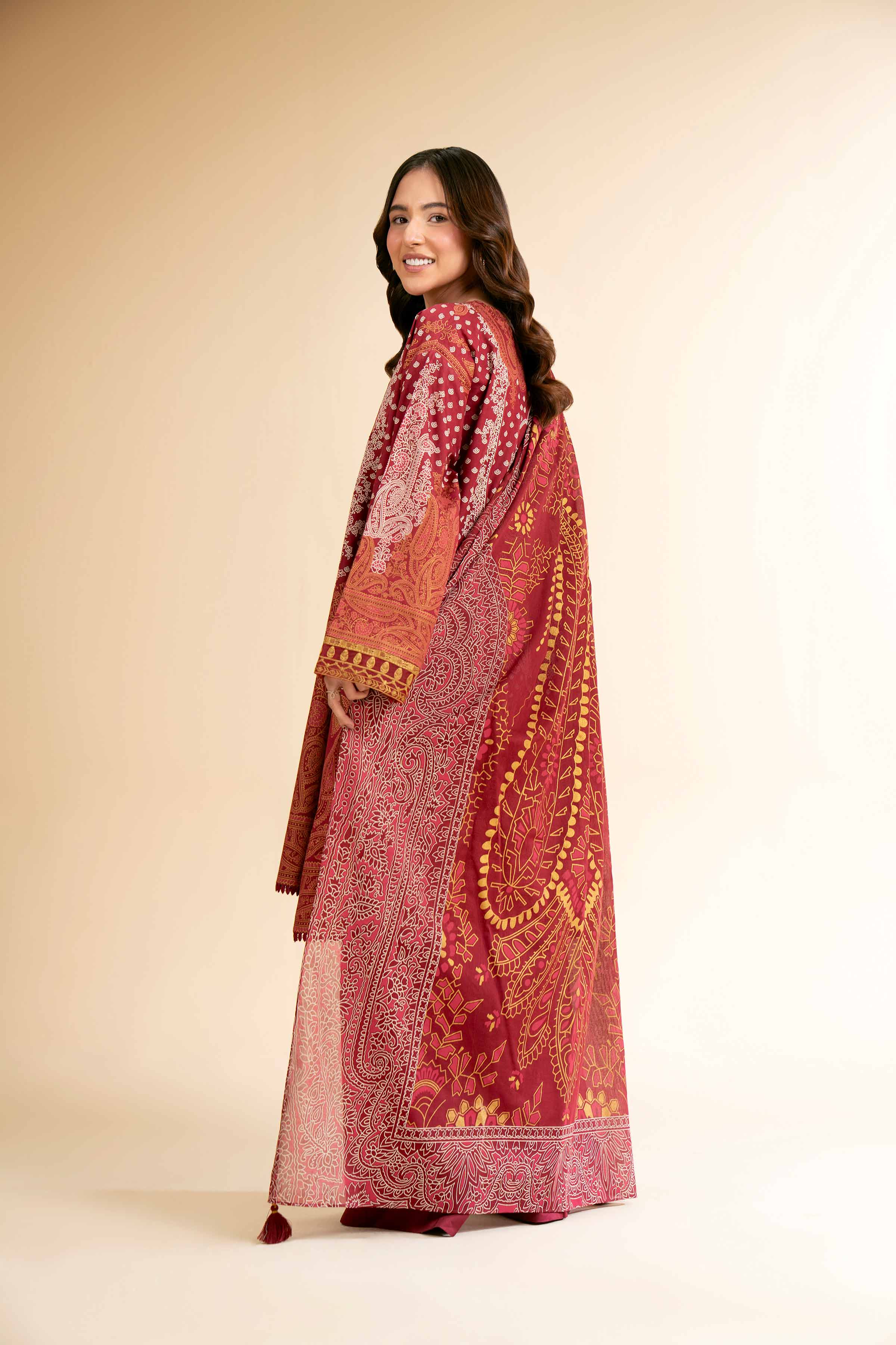 3 Piece - Flatbed Paste Embroidered Suit - 42501663
