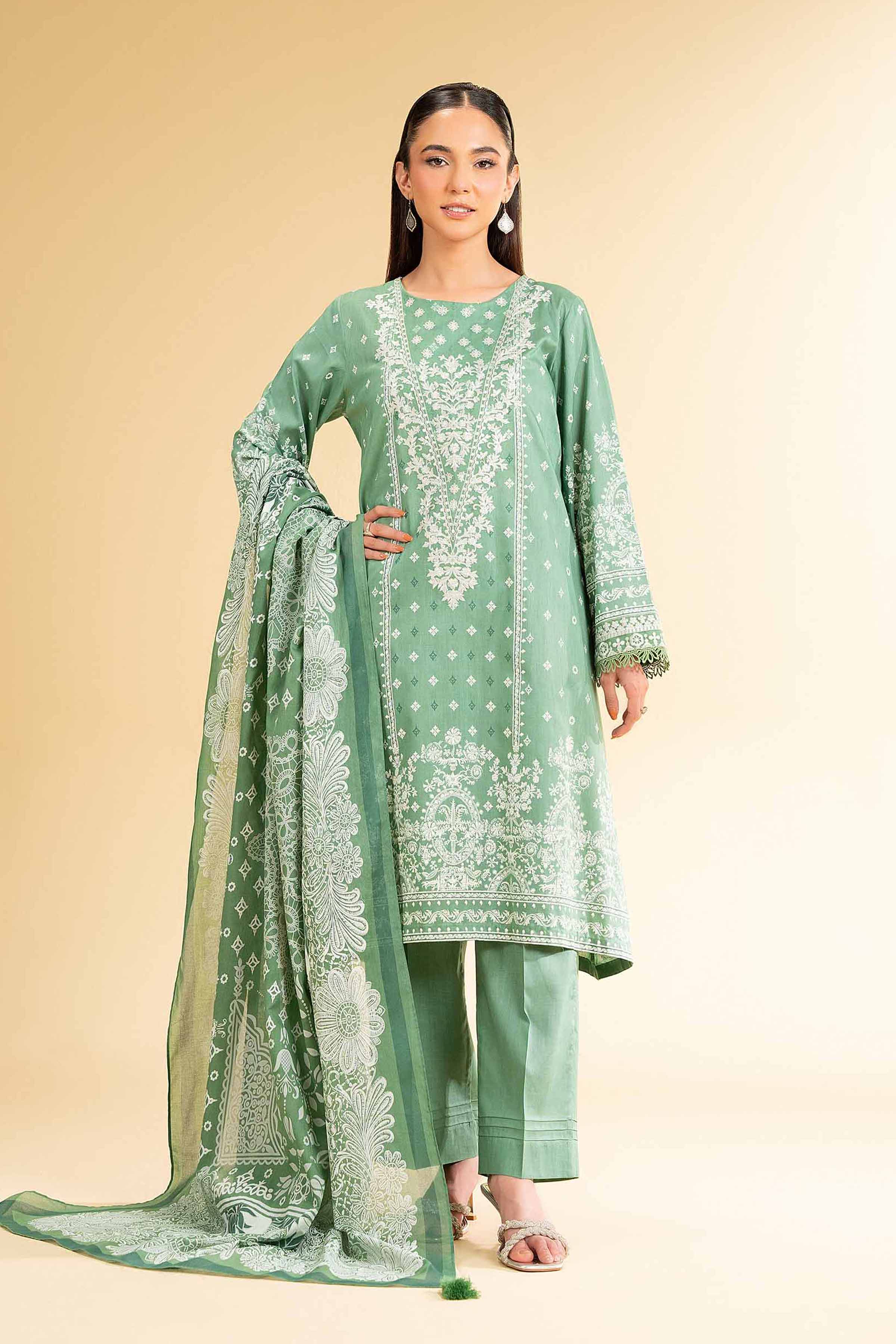 3 Piece - Flatbed Paste Embroidered Suit - 42501667