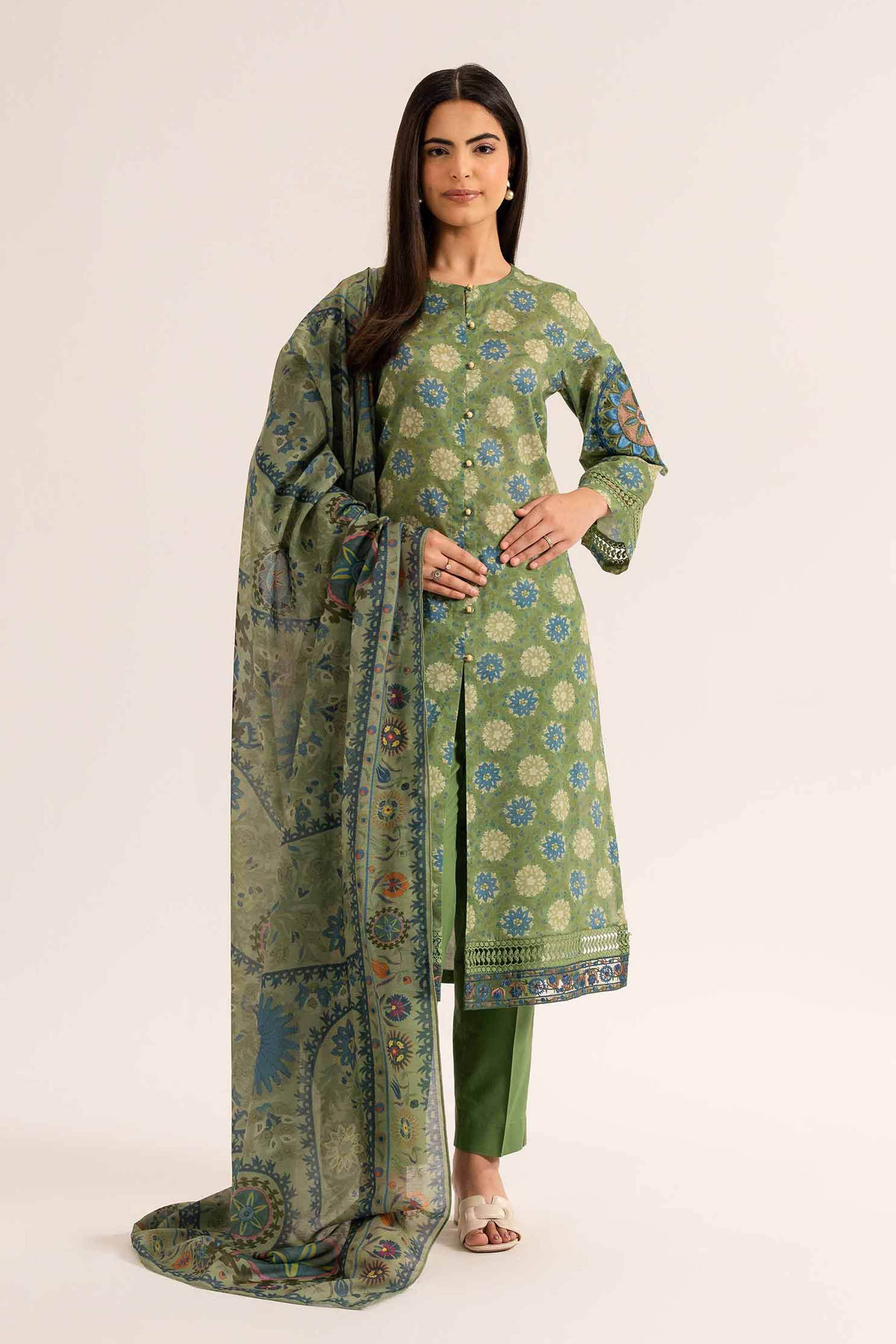 2 Piece - Digital Printed Embroidered Suit - 42501766