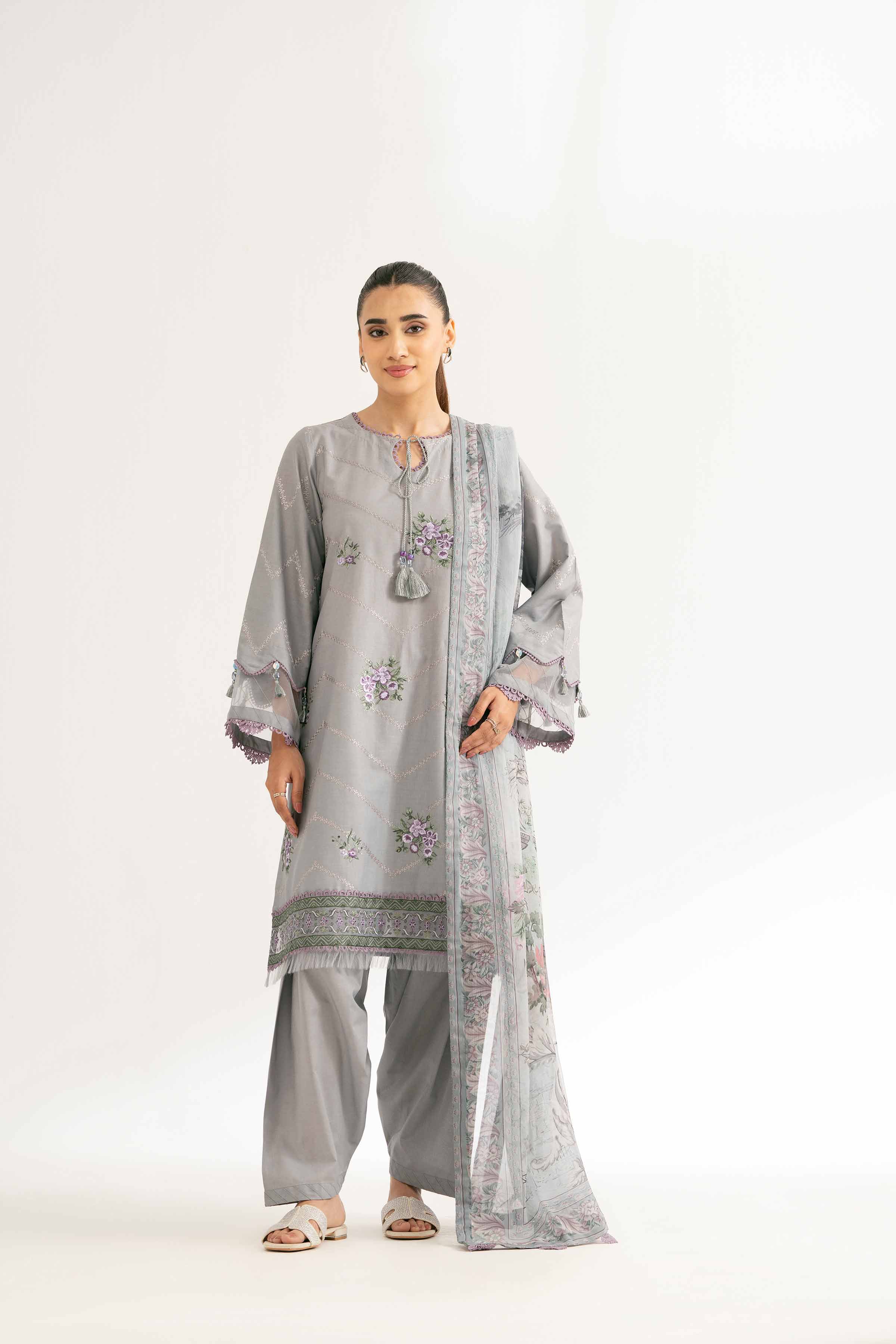 3 Piece - Digital Printed Embroidered Suit - 42502111