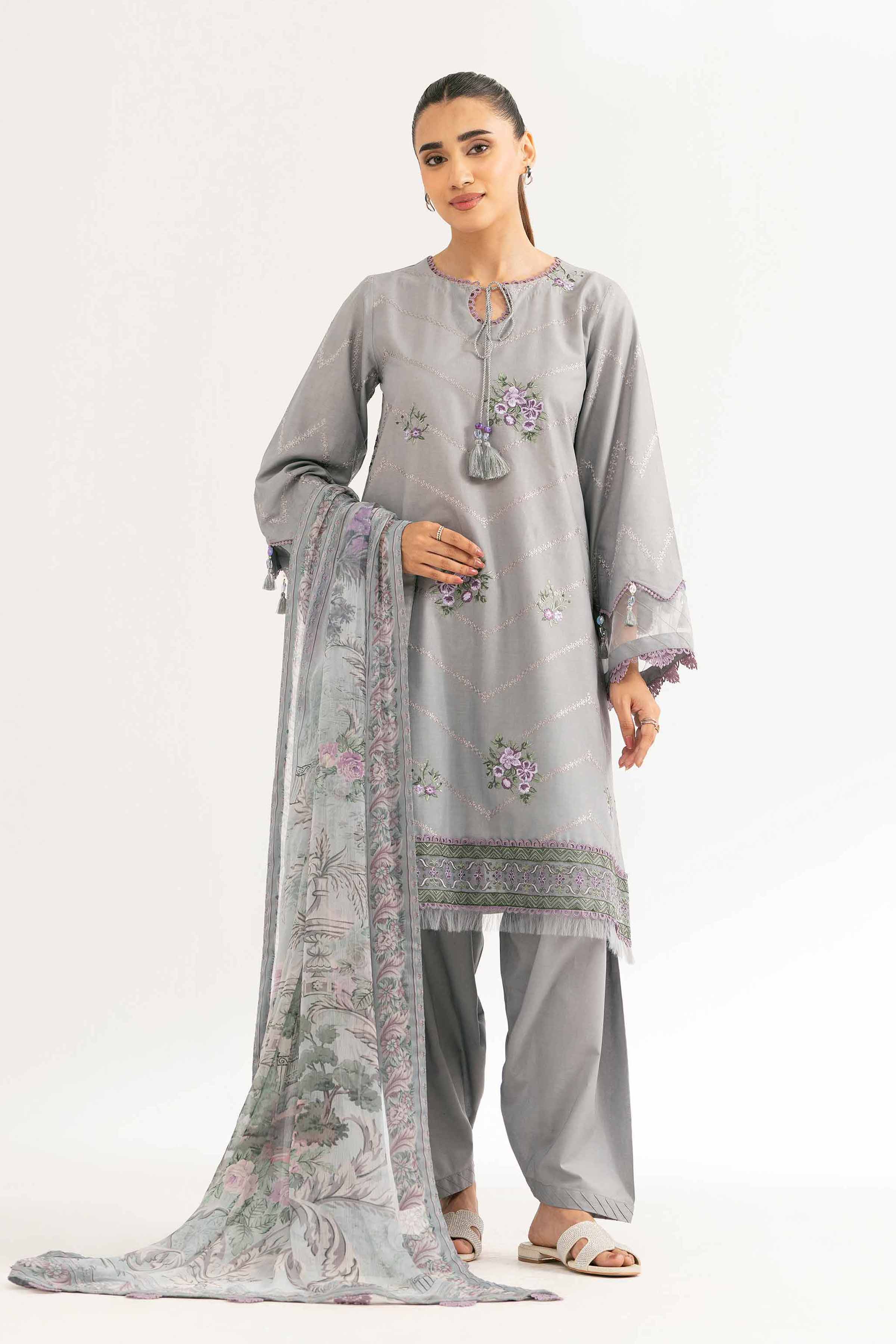3 Piece - Digital Printed Embroidered Suit - 42502111