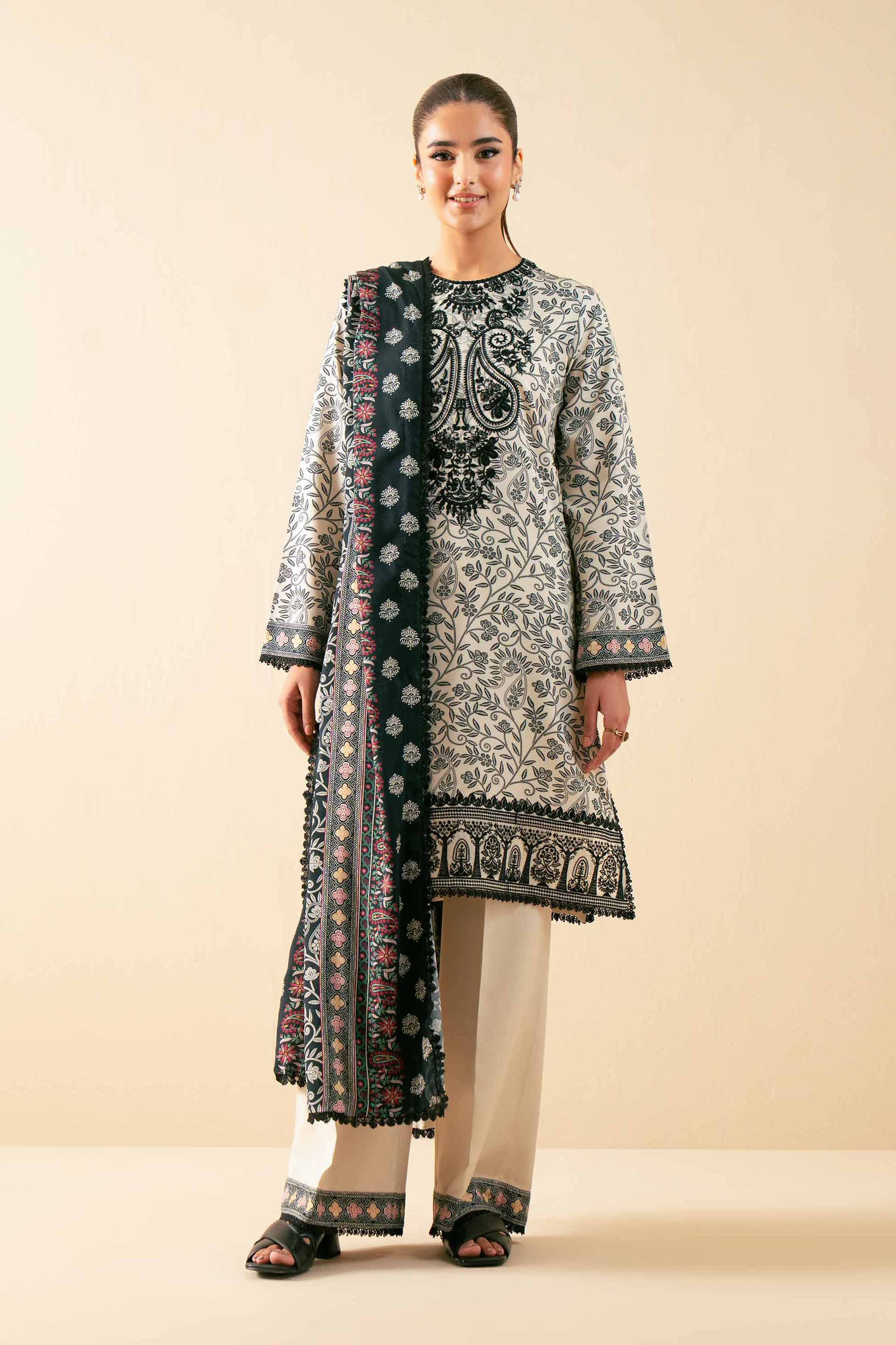 3 Piece - Printed Embroidered Suit - 42502615 for Women - Unstitched Collection | Nishat | Shop Online