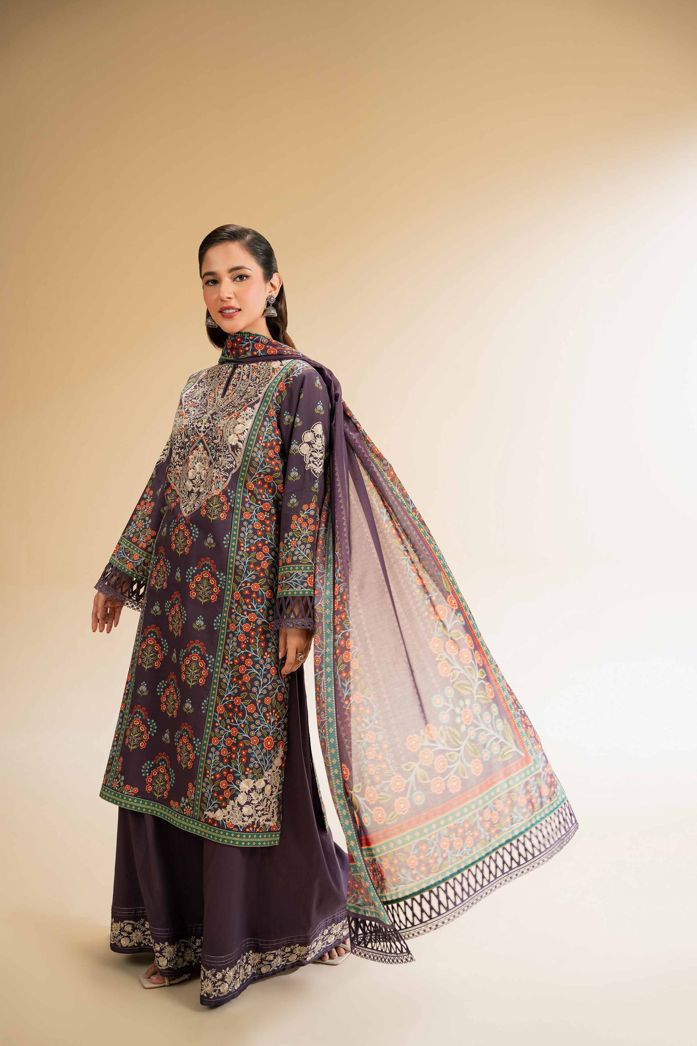 3 Piece - Printed Embroidered Suit - 42519172