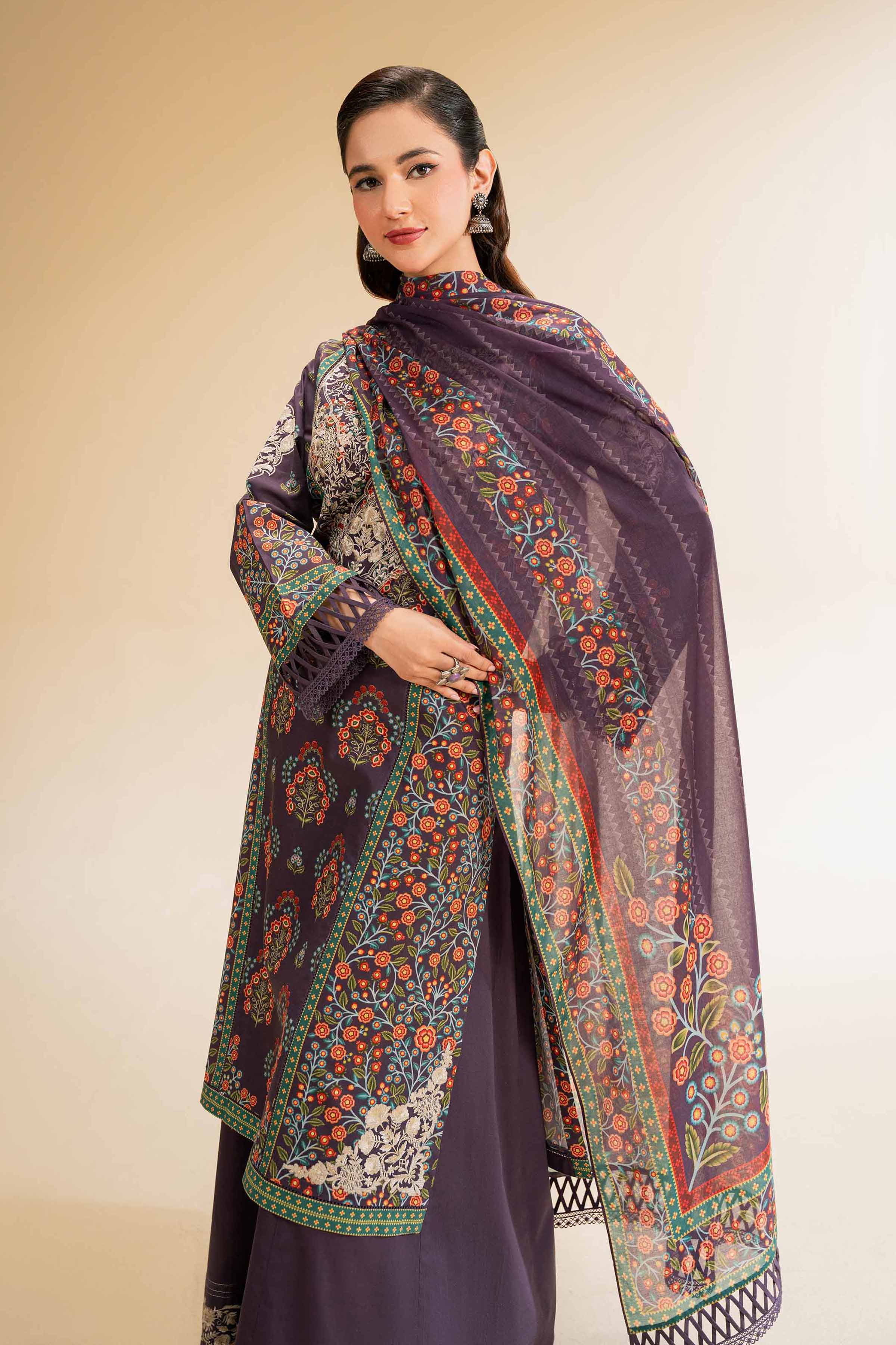 3 Piece - Printed Embroidered Suit - 42519172