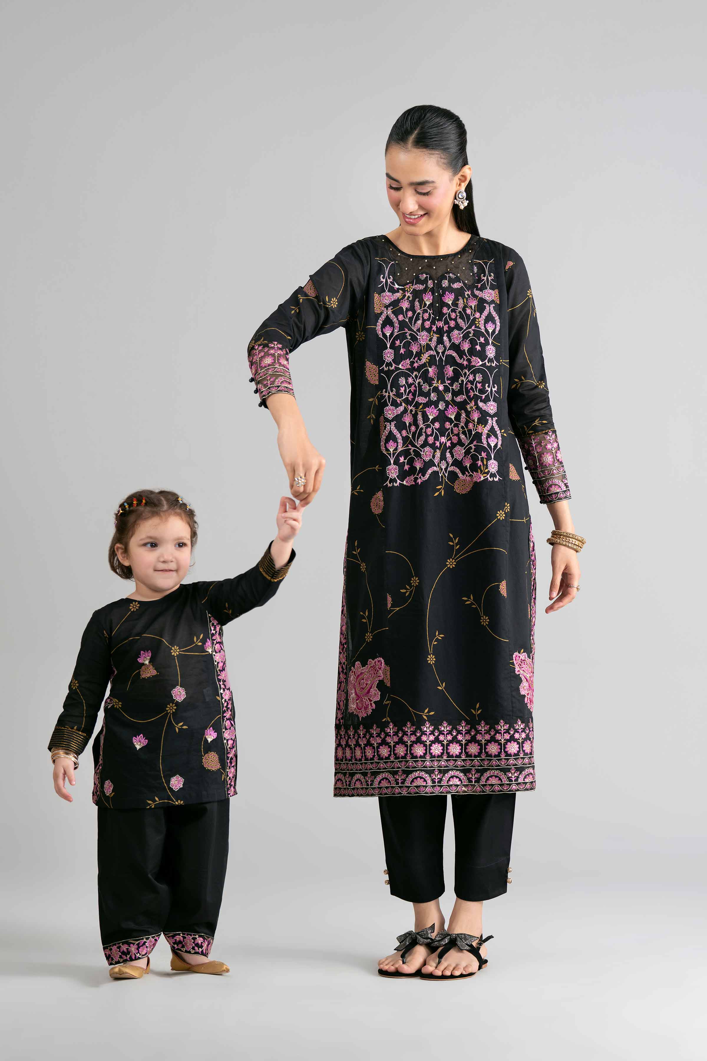 2 Piece - Printed Embroidered Suit - PMD26-03 D