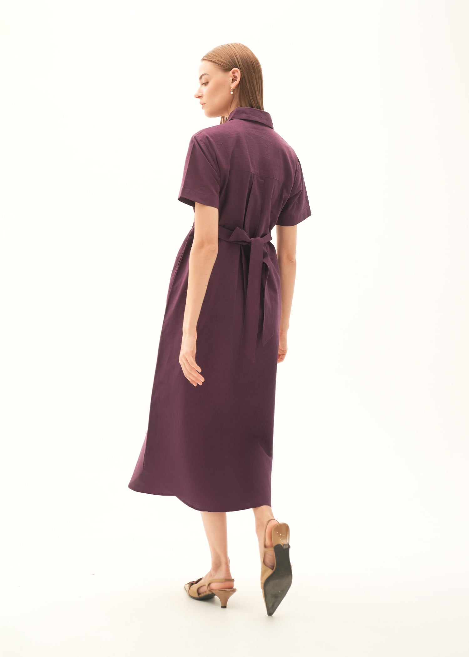 Button Down Linen Blend Dress - KOA