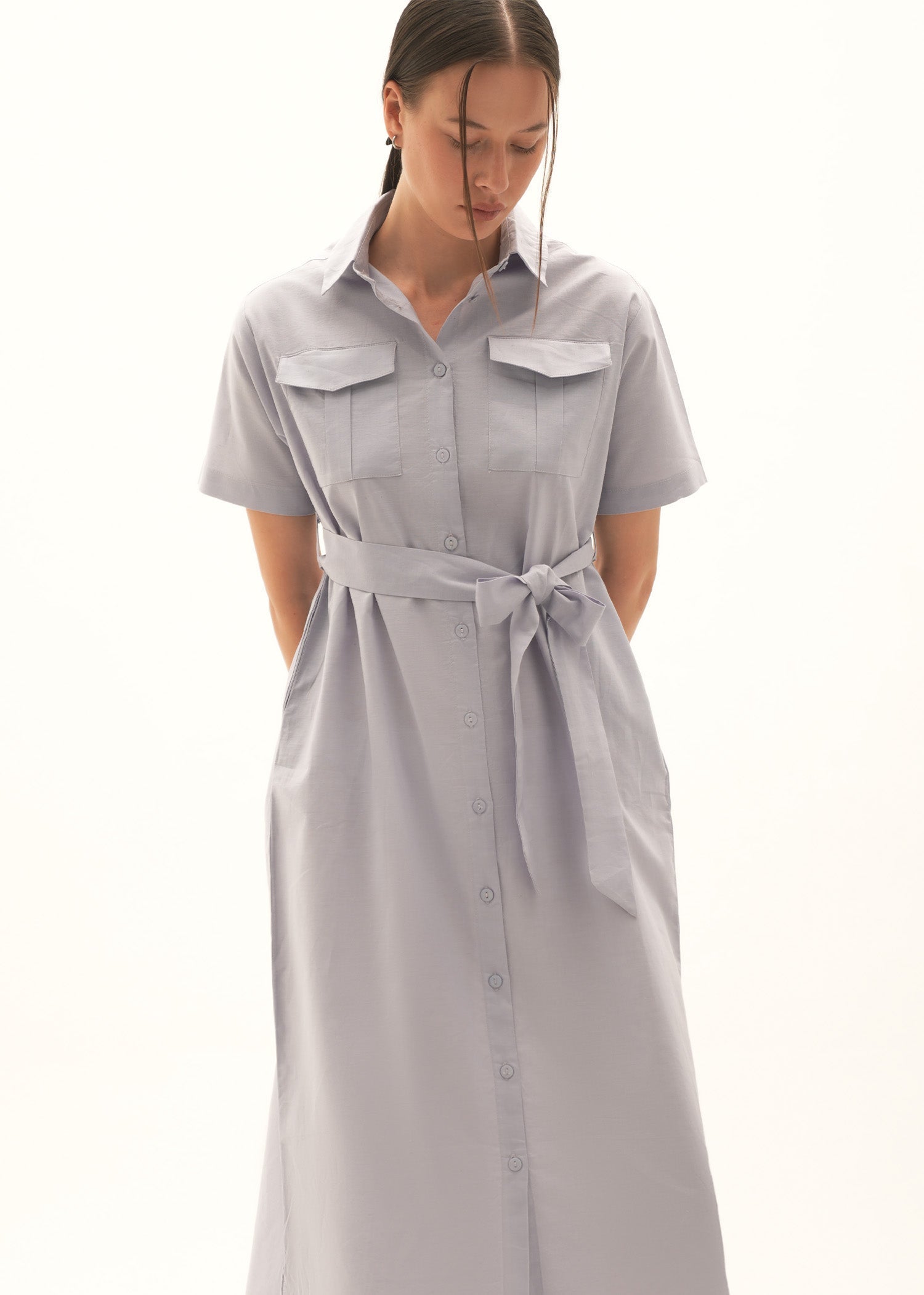 Button Down Linen Blend Dress - KOA