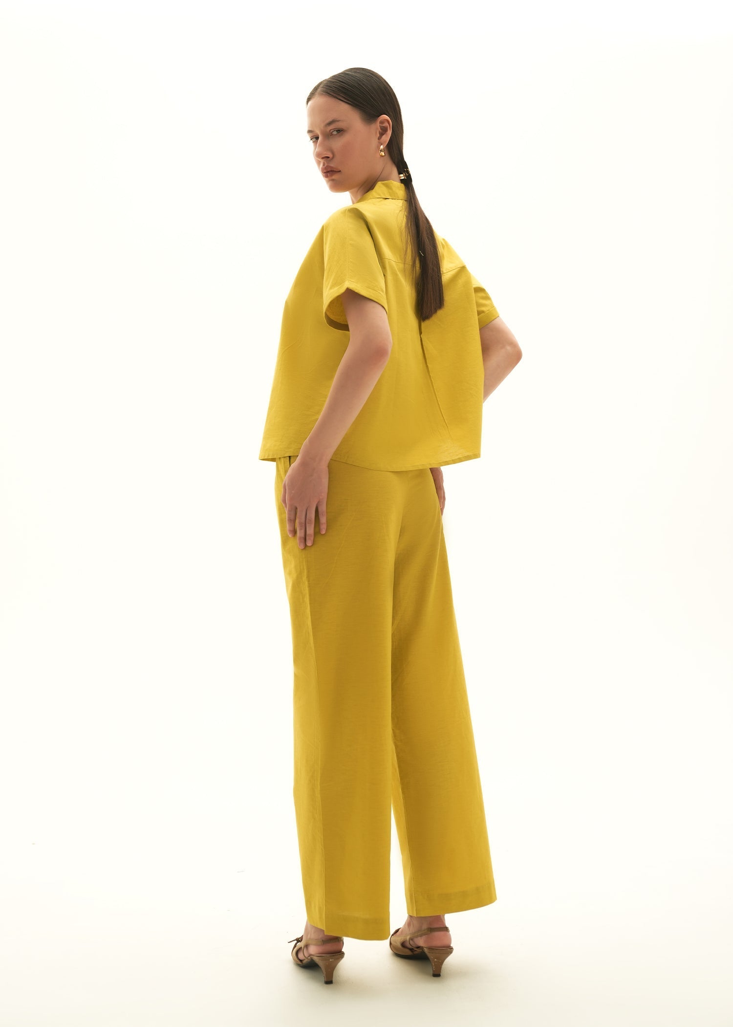 Wide Leg Linen Blend Trousers - KOA