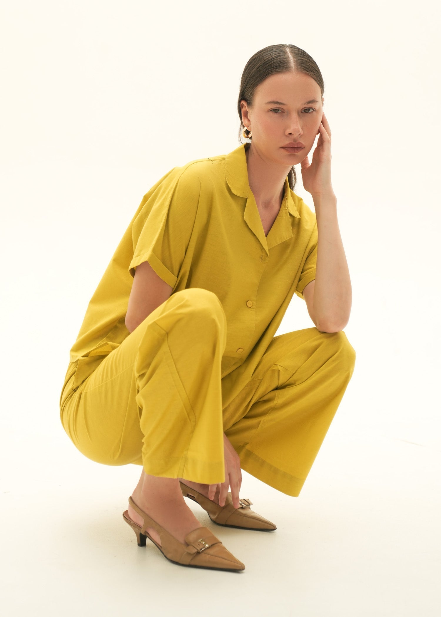 Wide Leg Linen Blend Trousers - KOA