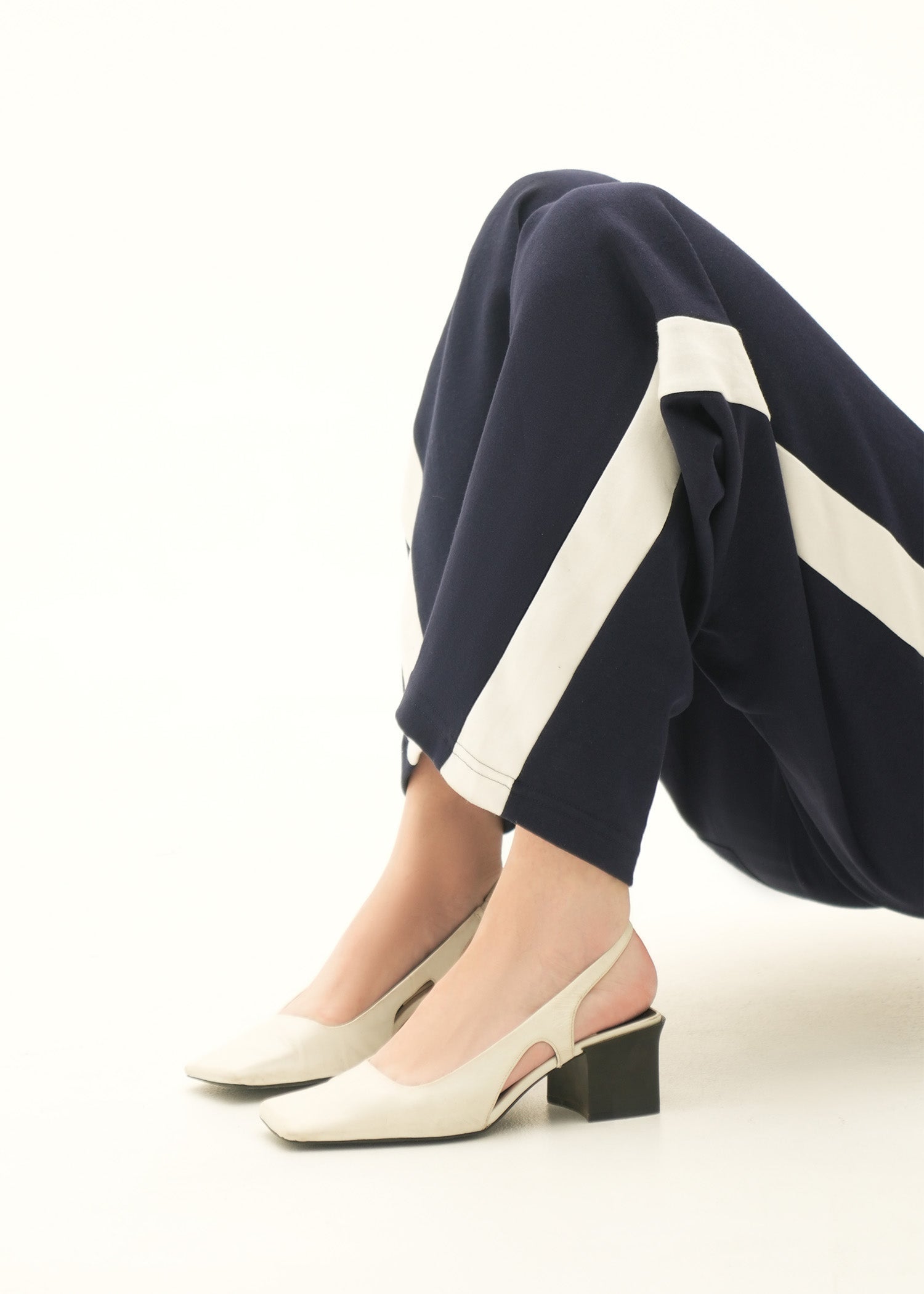 Wide Leg Trousers With Side Contrasting Panel - KOA
