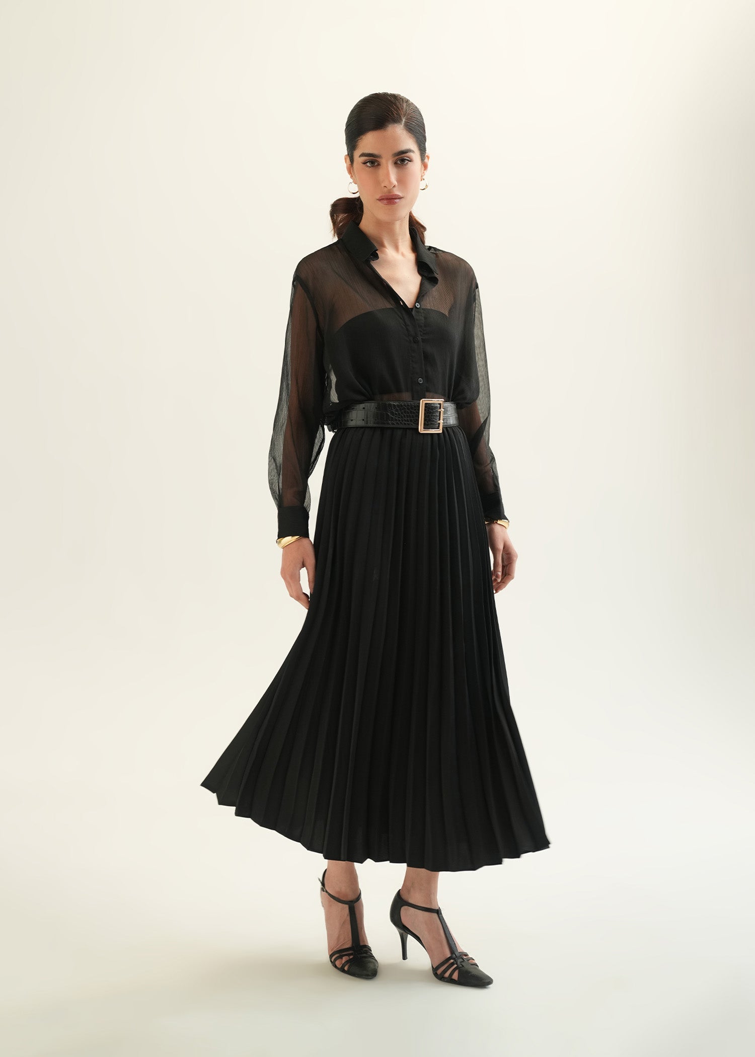 Satin Pleated Skirt - KOA
