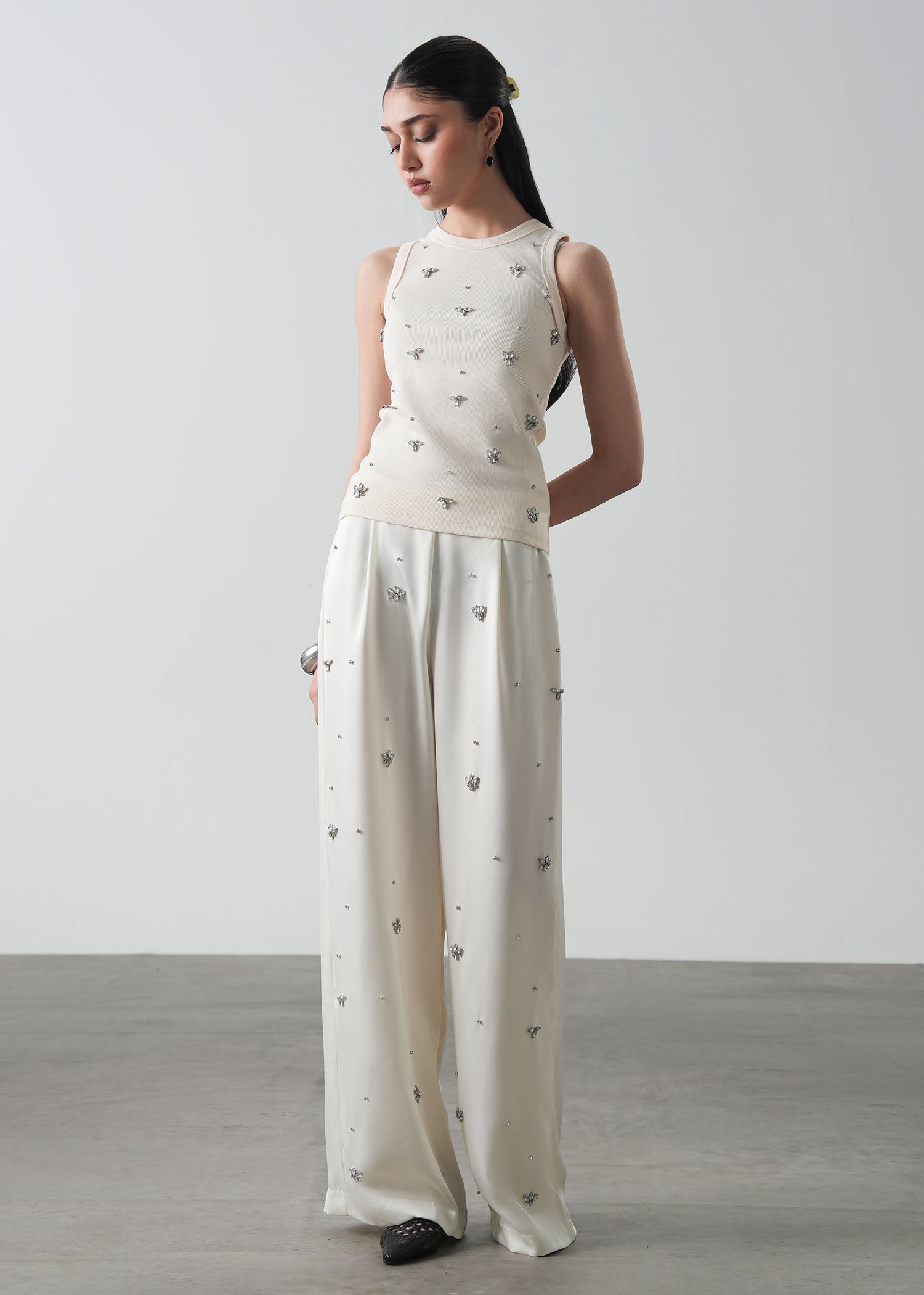 Embellished Satin Pants- WS26-120