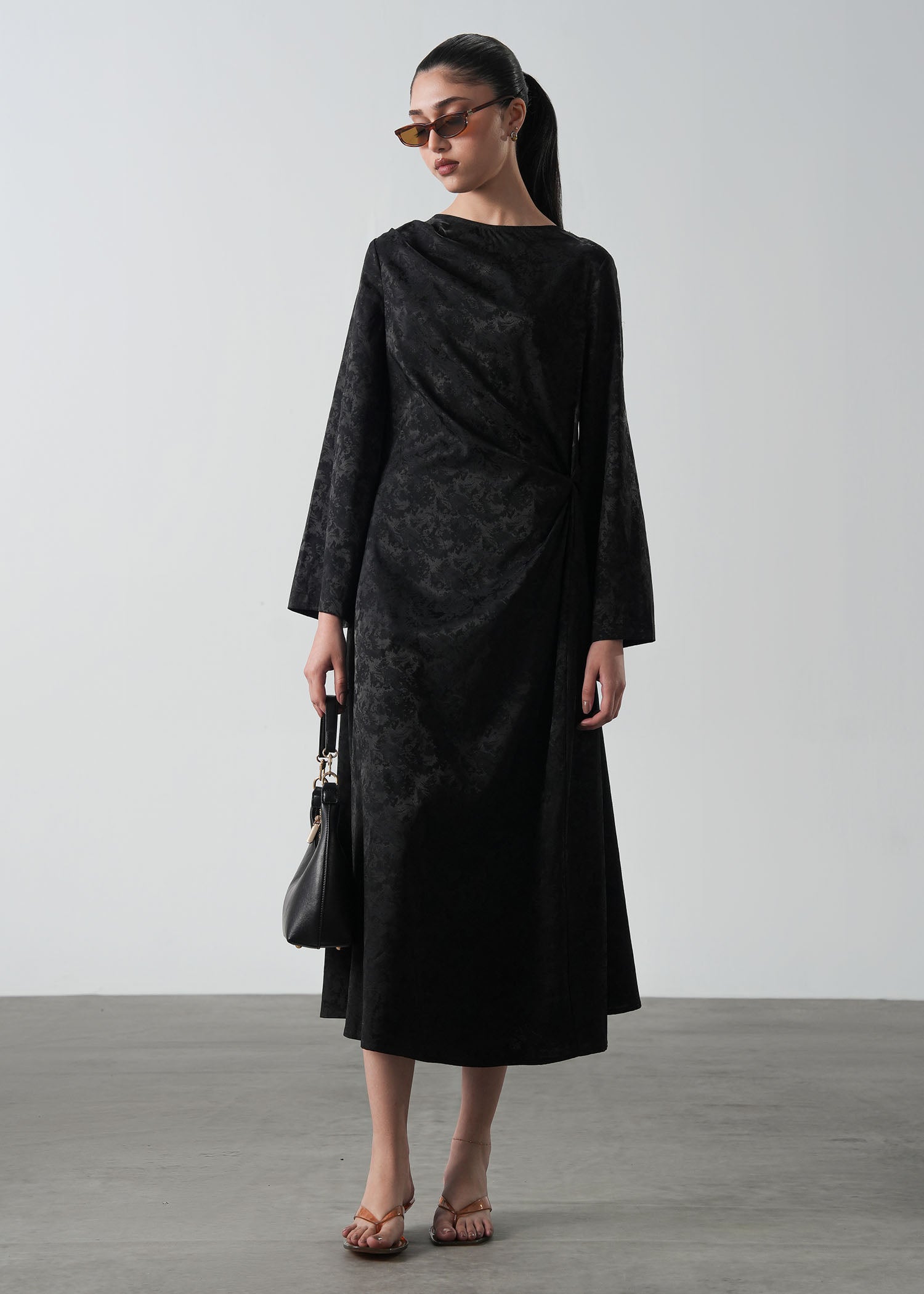 Jacquard Dress with Front Knot- WS26-127