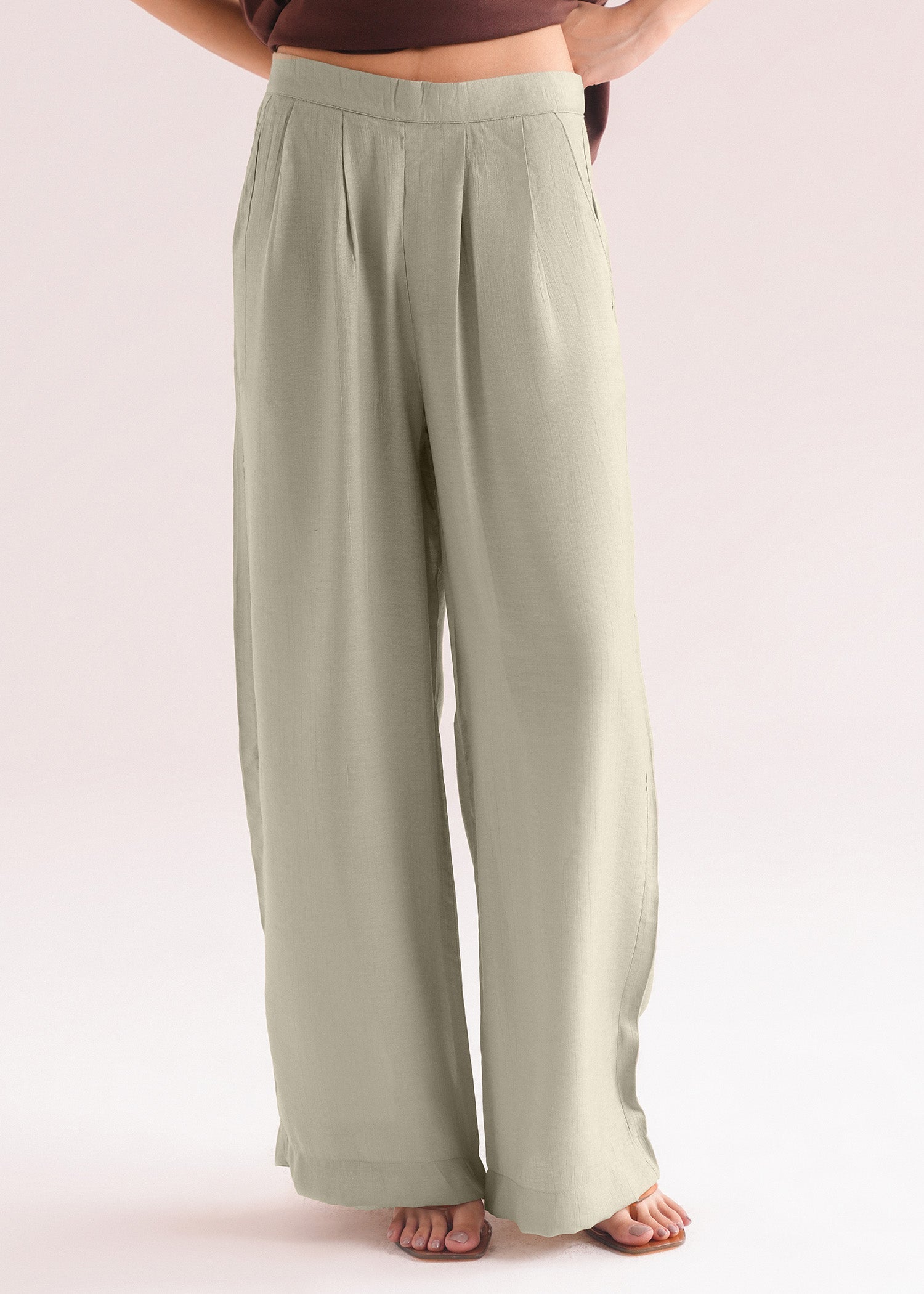 Wide Leg Textured Trouser- WS26-231