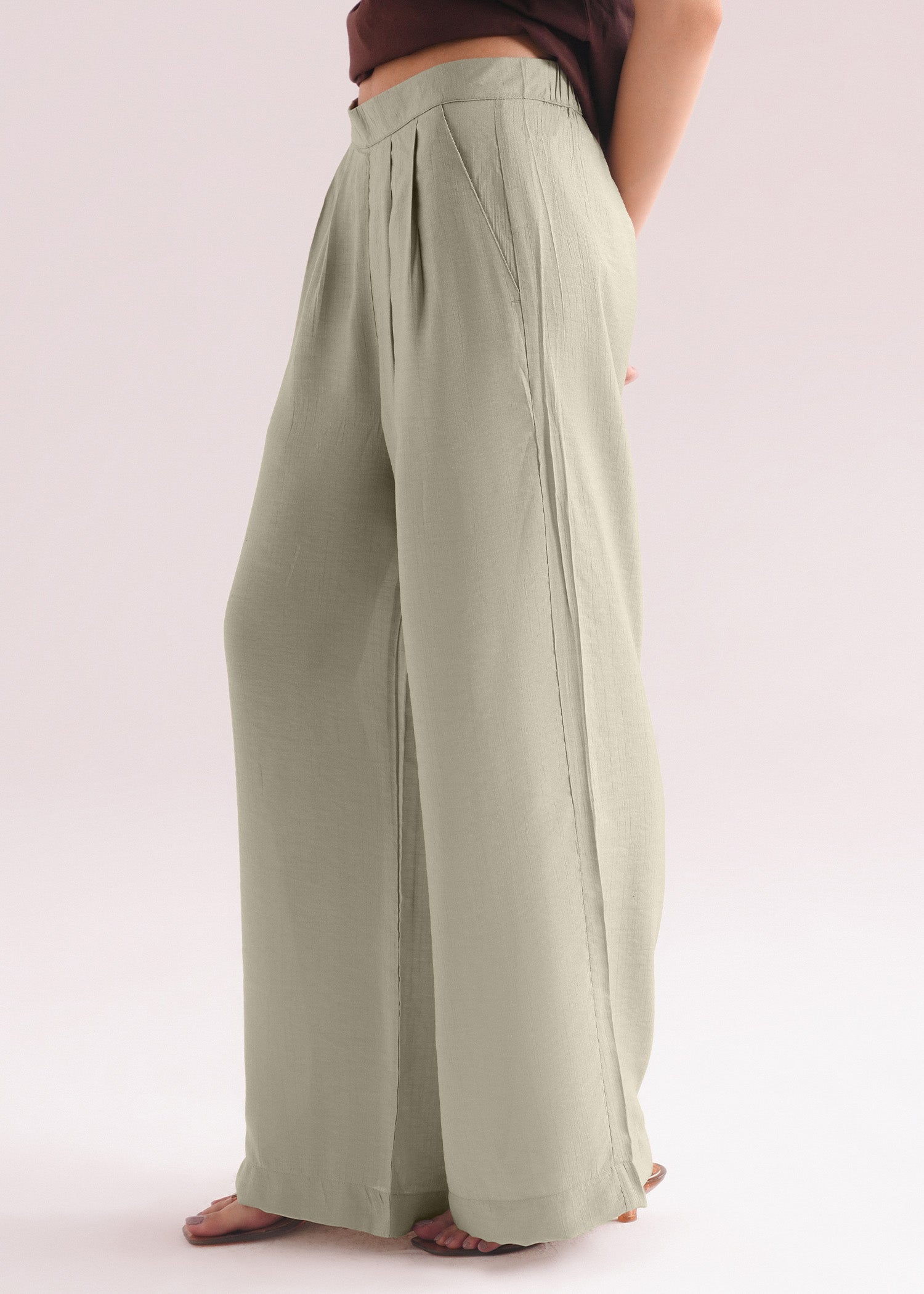 Wide Leg Textured Trouser- WS26-231