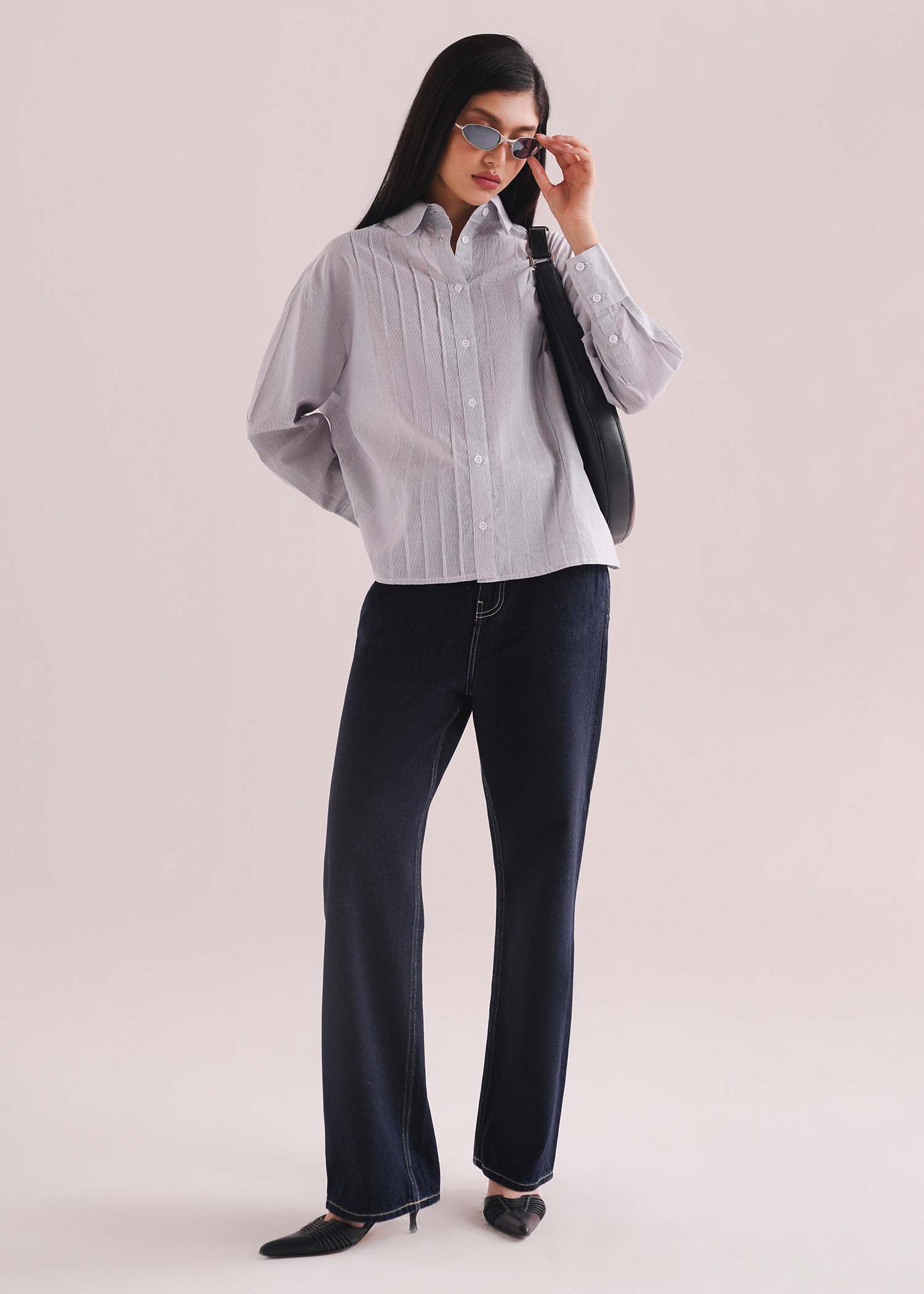 Textured Shirt with Pleats- WS26-256