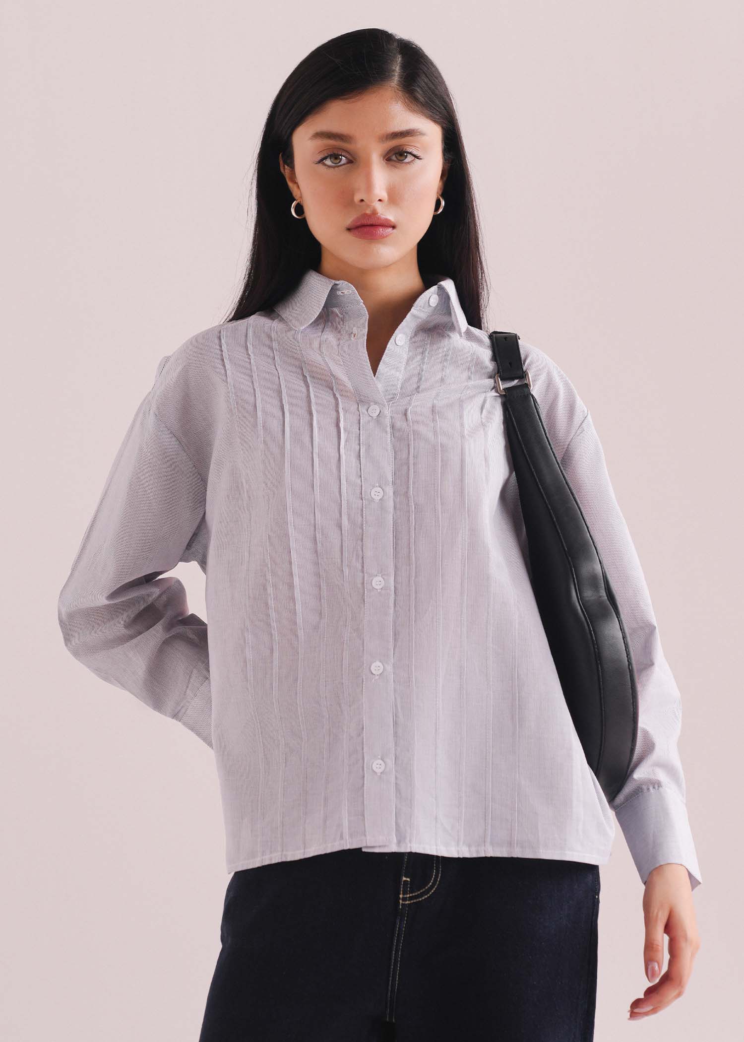 Textured Shirt with Pleats- WS26-256